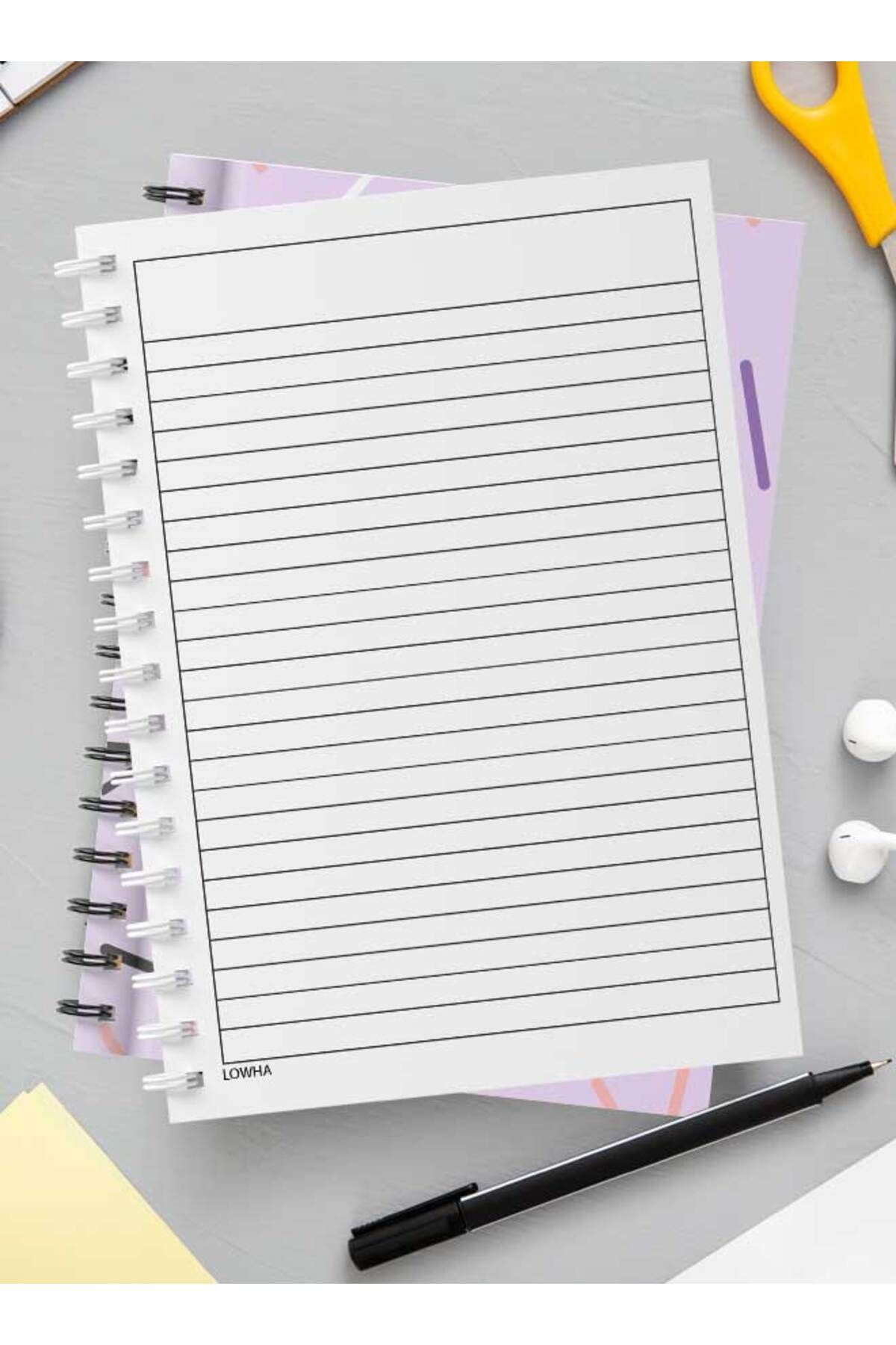 LOWHA-Spiral Notebook with Front and Back Hard Covers Featuring Memphis Abstract Shapes Design 3