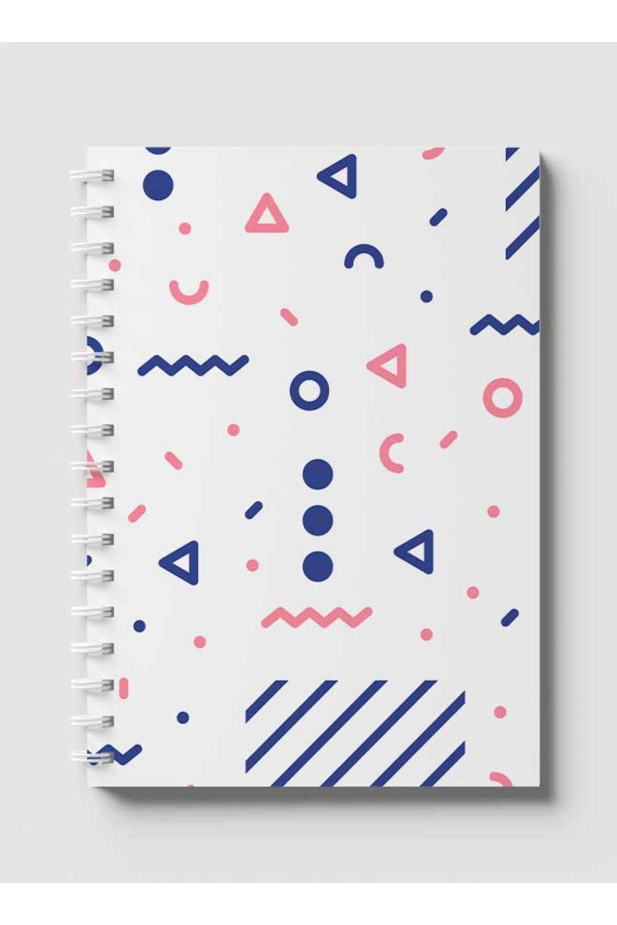 LOWHA-Spiral Notebook with Front and Back Hard Covers Featuring Modern Mix Shapes Design 1
