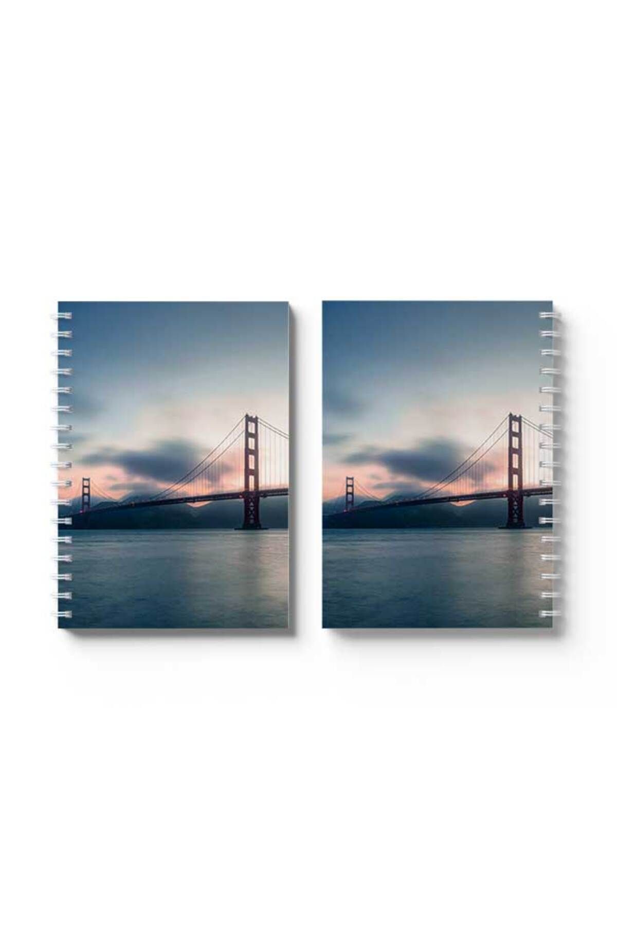 LOWHA-Spiral Notebook with Front and Back Hard Covers Featuring Golden Gate Bridge Design 4