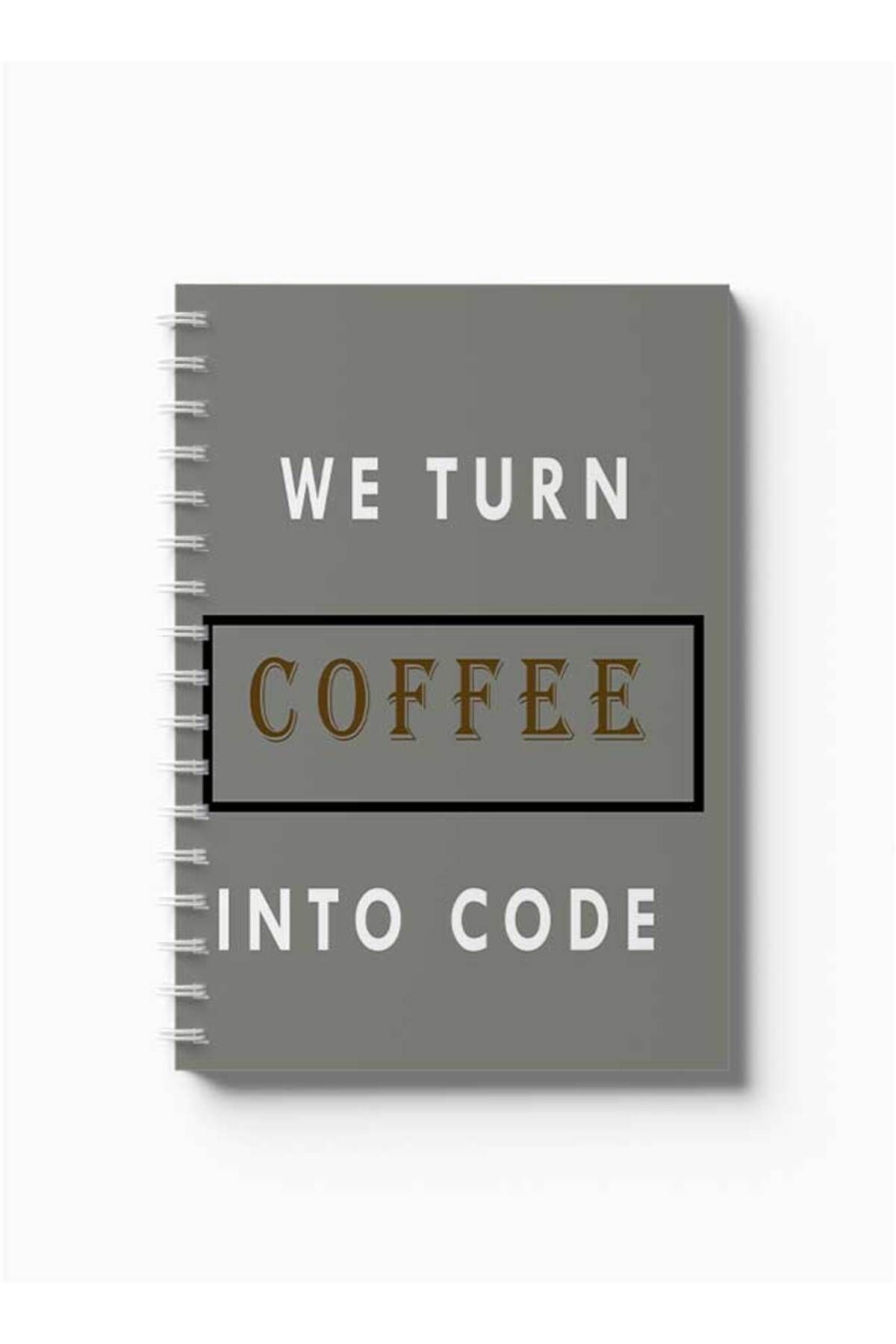 LOWHA-Spiral Notebook with Front and Back Hard Covers Featuring We Turn Coffee Into Code Design 5