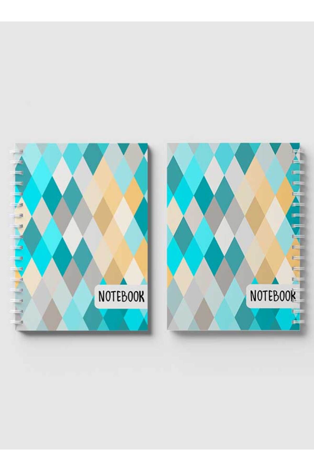 LOWHA-Spiral Notebook with Front and Back Hard Covers Featuring Seamlesss Rhombuses Design 4
