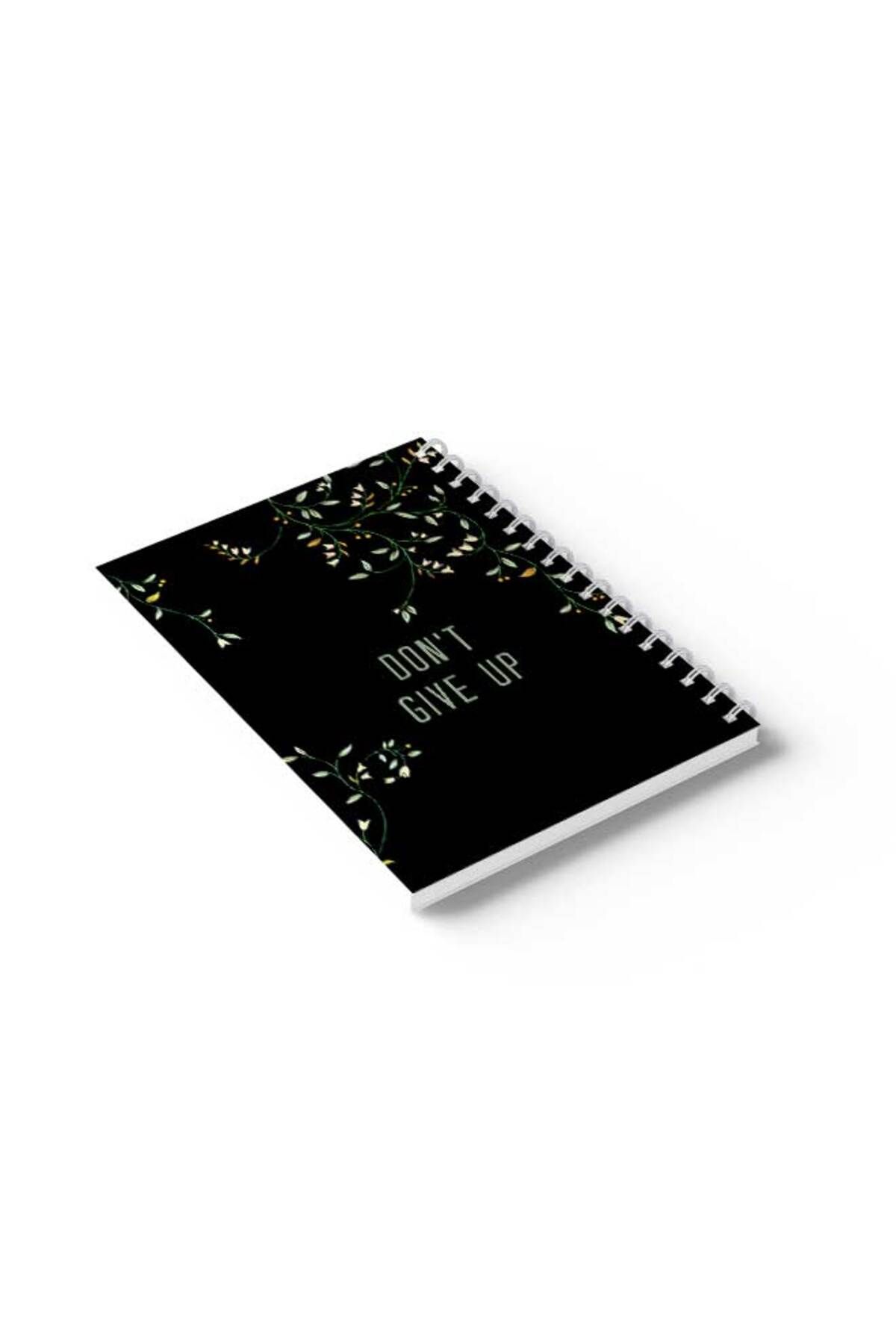 LOWHA-Spiral Notebook with Front and Back Hard Covers Featuring Don't Give Up with Flowers Design 6