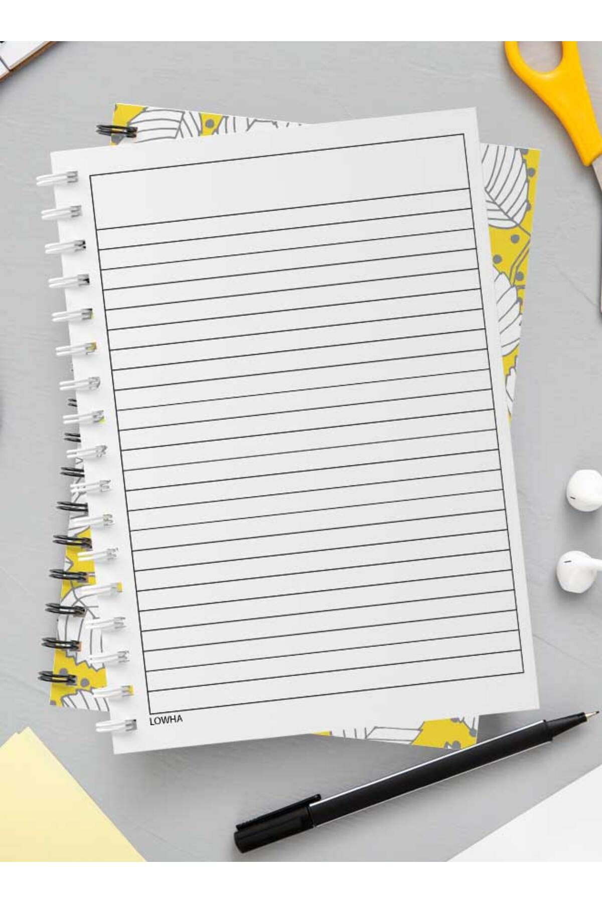 LOWHA-Spiral Notebook with Front and Back Hard Covers Featuring Elm Branches & Leaves Design 3