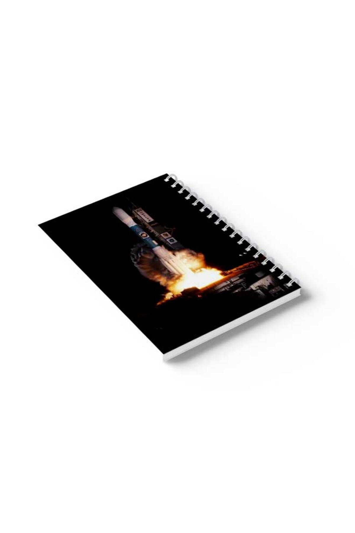 LOWHA-Spiral Notebook with Front and Back Hard Covers Featuring Space Rocket Design 6