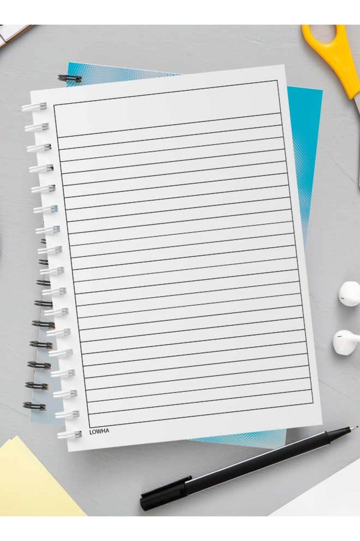 LOWHA-Spiral Notebook with Front and Back Hard Covers Featuring Abstract Blue Texture Design 3