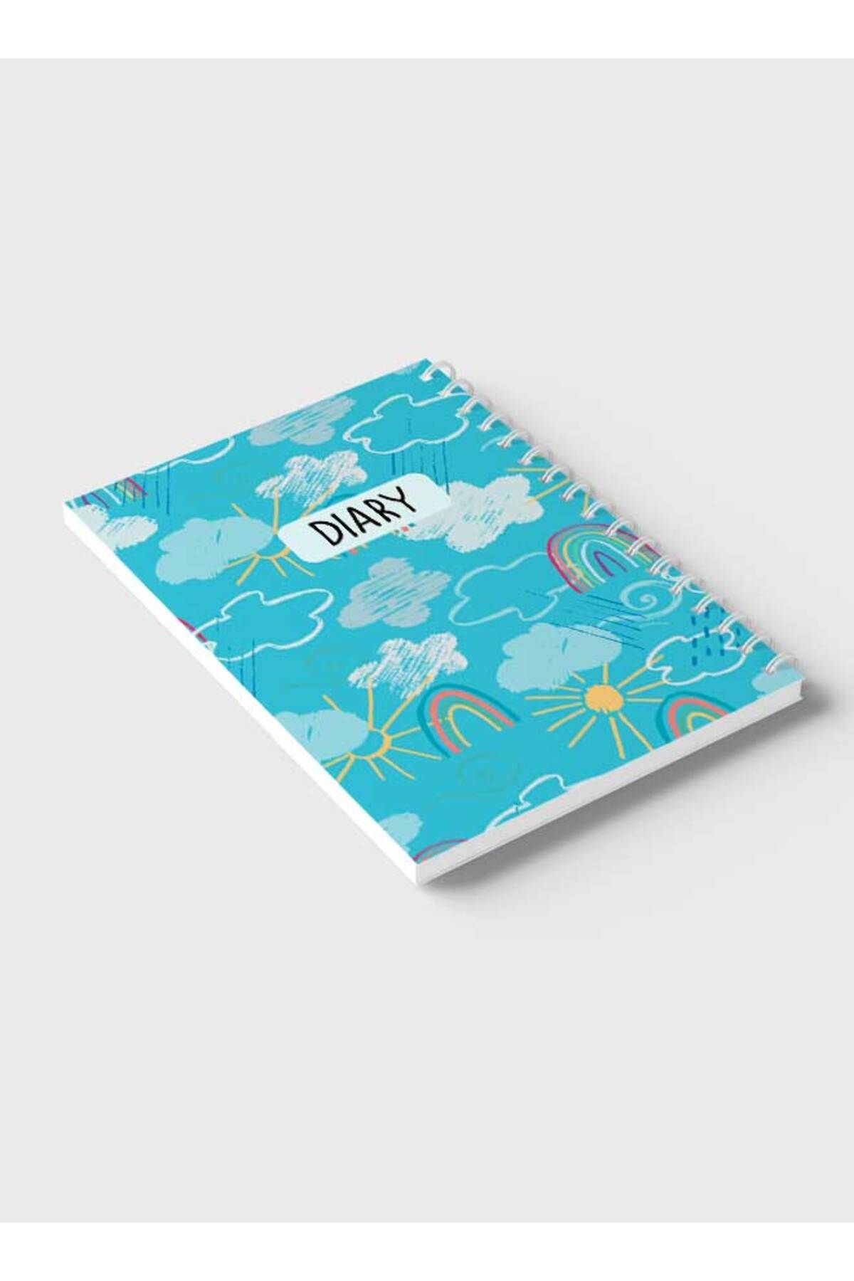 LOWHA-Spiral Notebook with Front and Back Hard Covers Featuring Mixed Weather Doodle Design 6