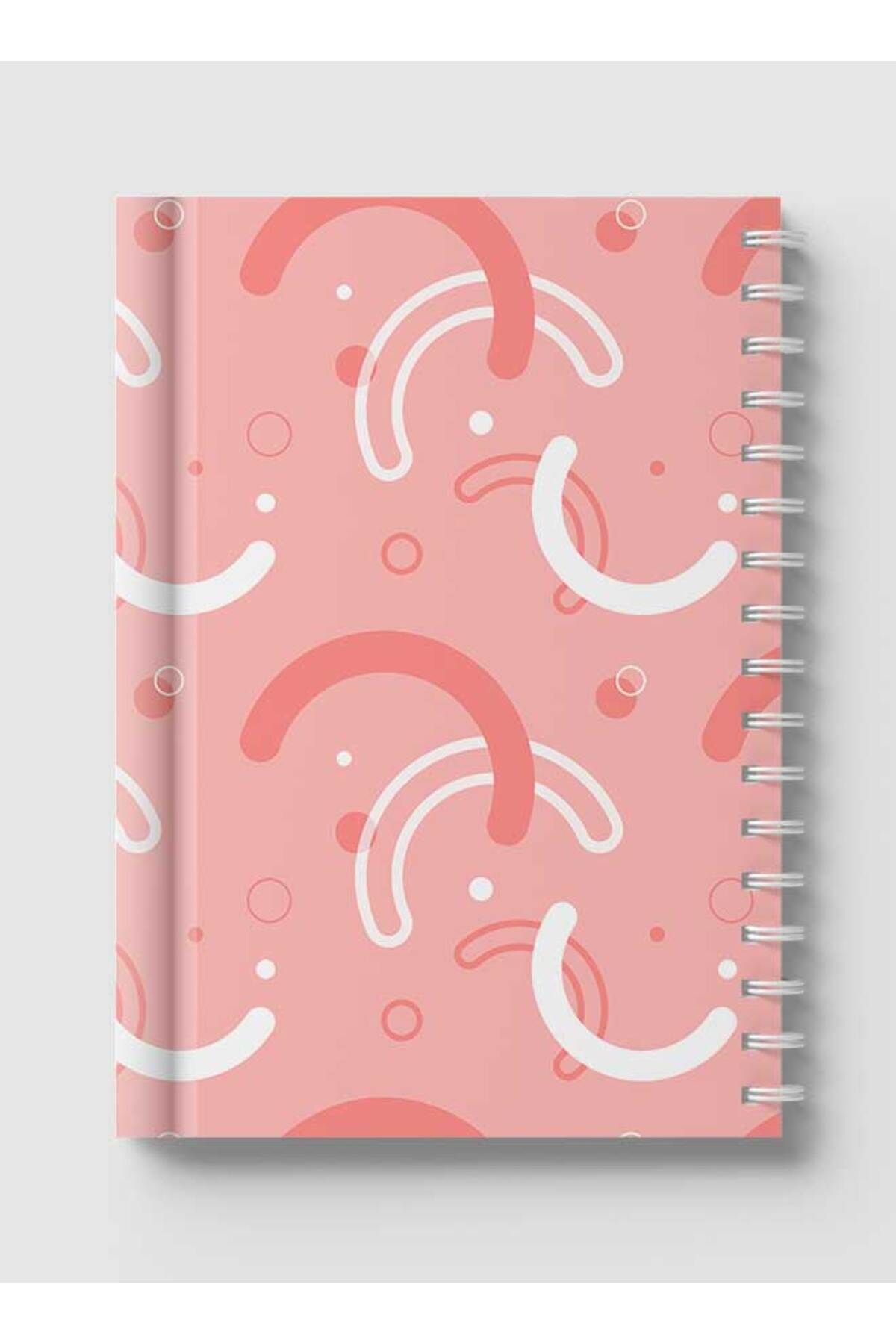LOWHA-Spiral Notebook with Front and Back Hard Covers Featuring Memphis Abstract Shapes Design 5