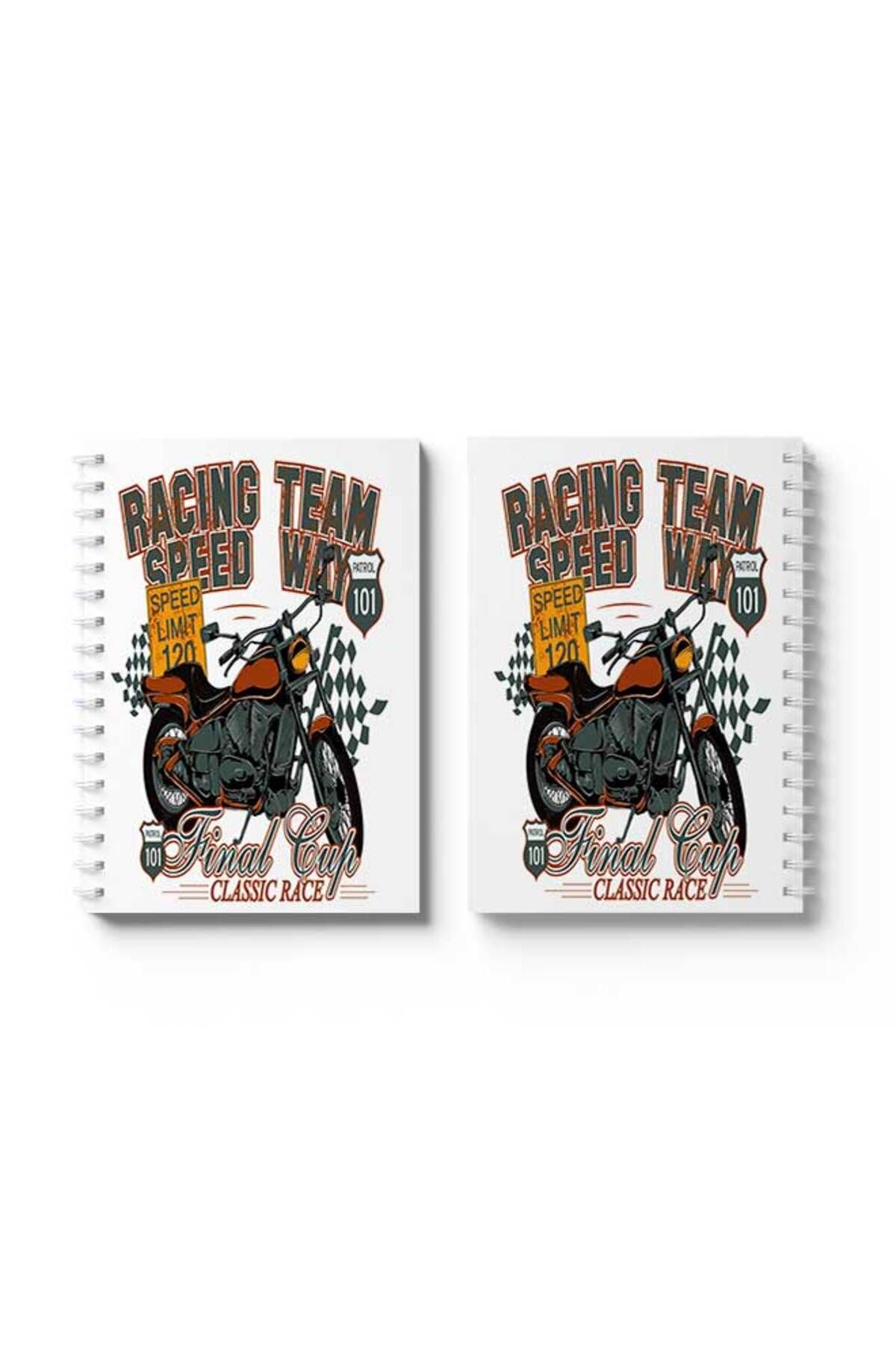 LOWHA-Spiral Notebook with Front and Back Hard Covers Featuring Racing Team Design 4