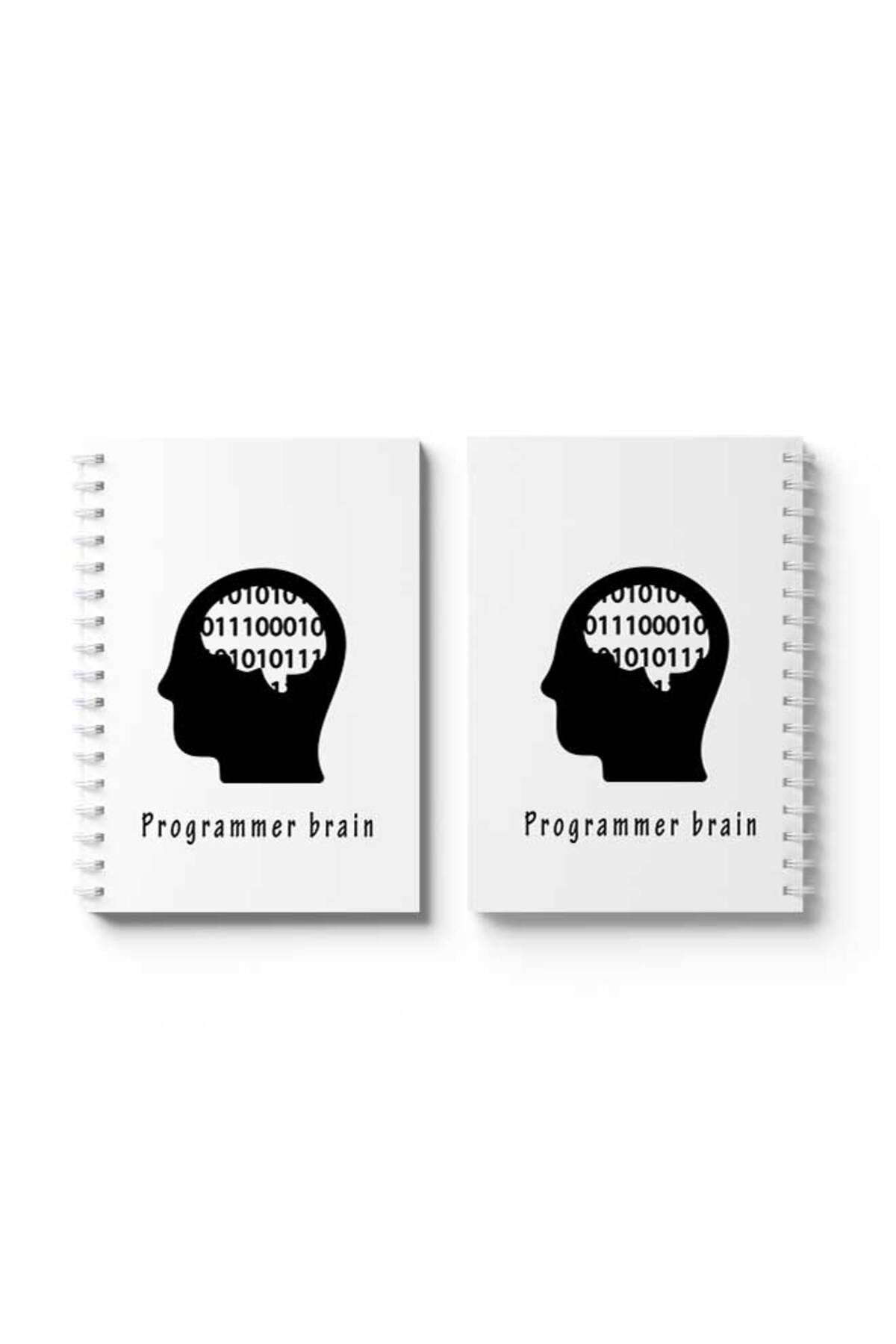 LOWHA-Spiral Notebook with Front and Back Hard Covers Featuring Programmer Brain Design 4