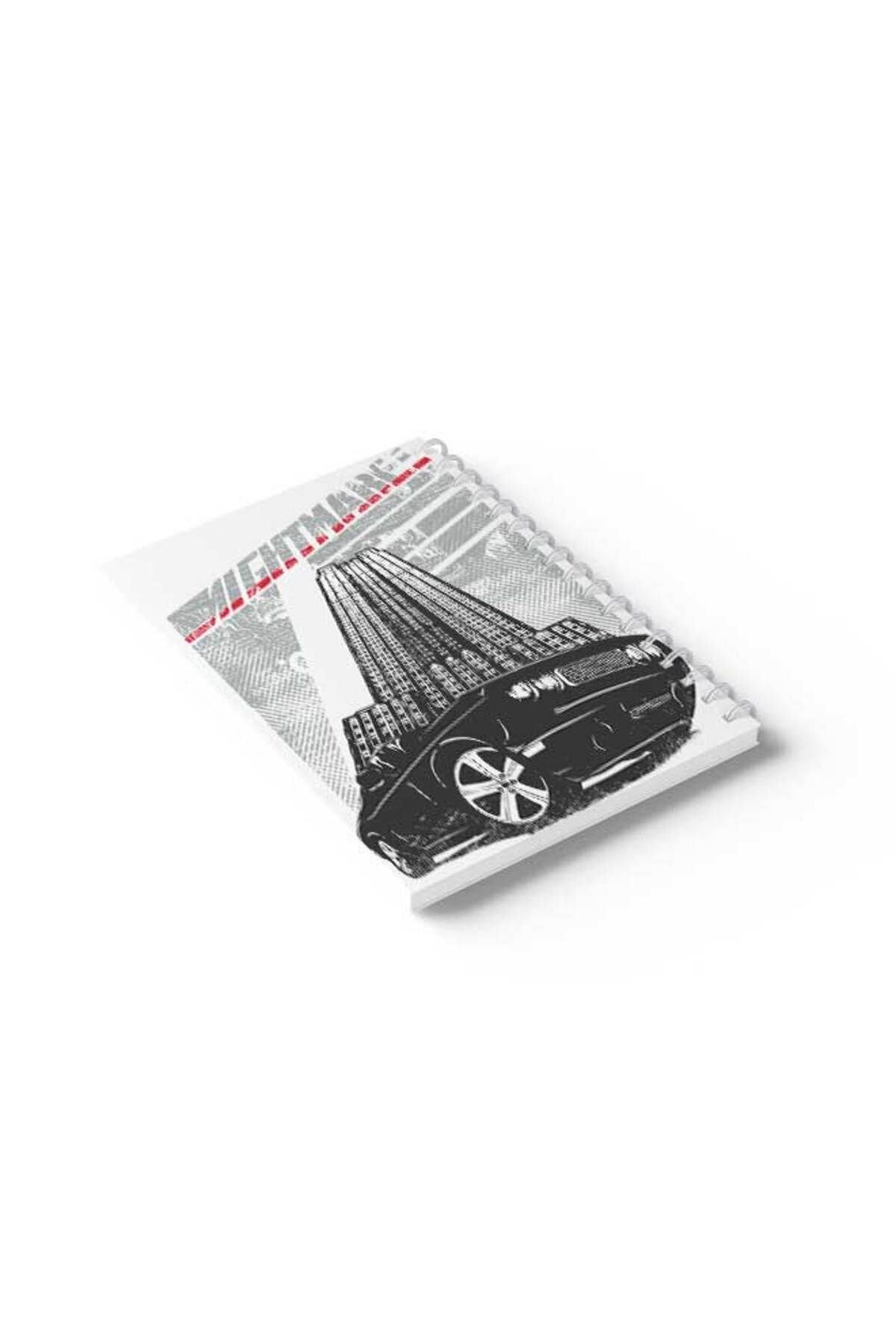 LOWHA-Spiral Notebook with Front and Back Hard Covers Featuring Car with Building Design 6
