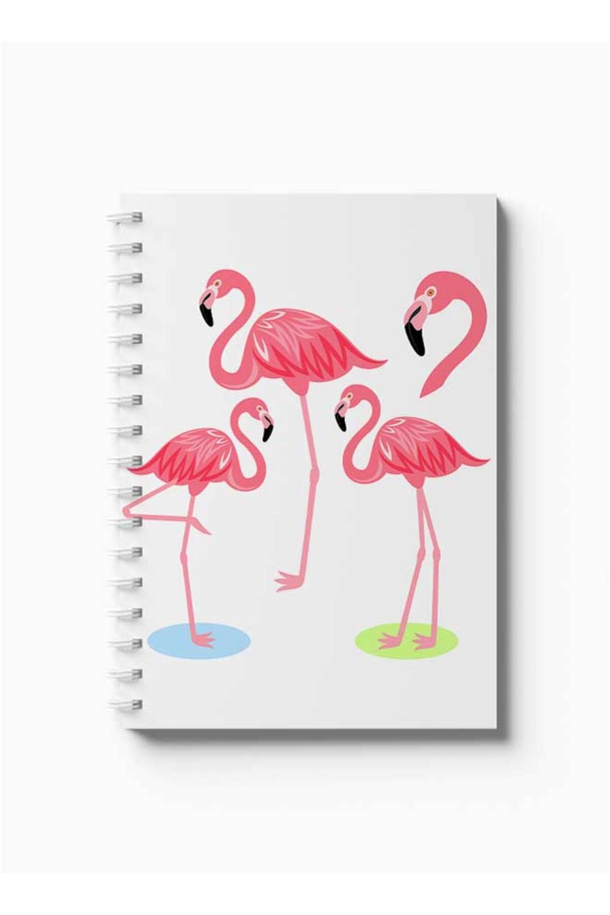 LOWHA-Spiral Notebook with Front and Back Hard Covers Featuring Flamingos Design 5