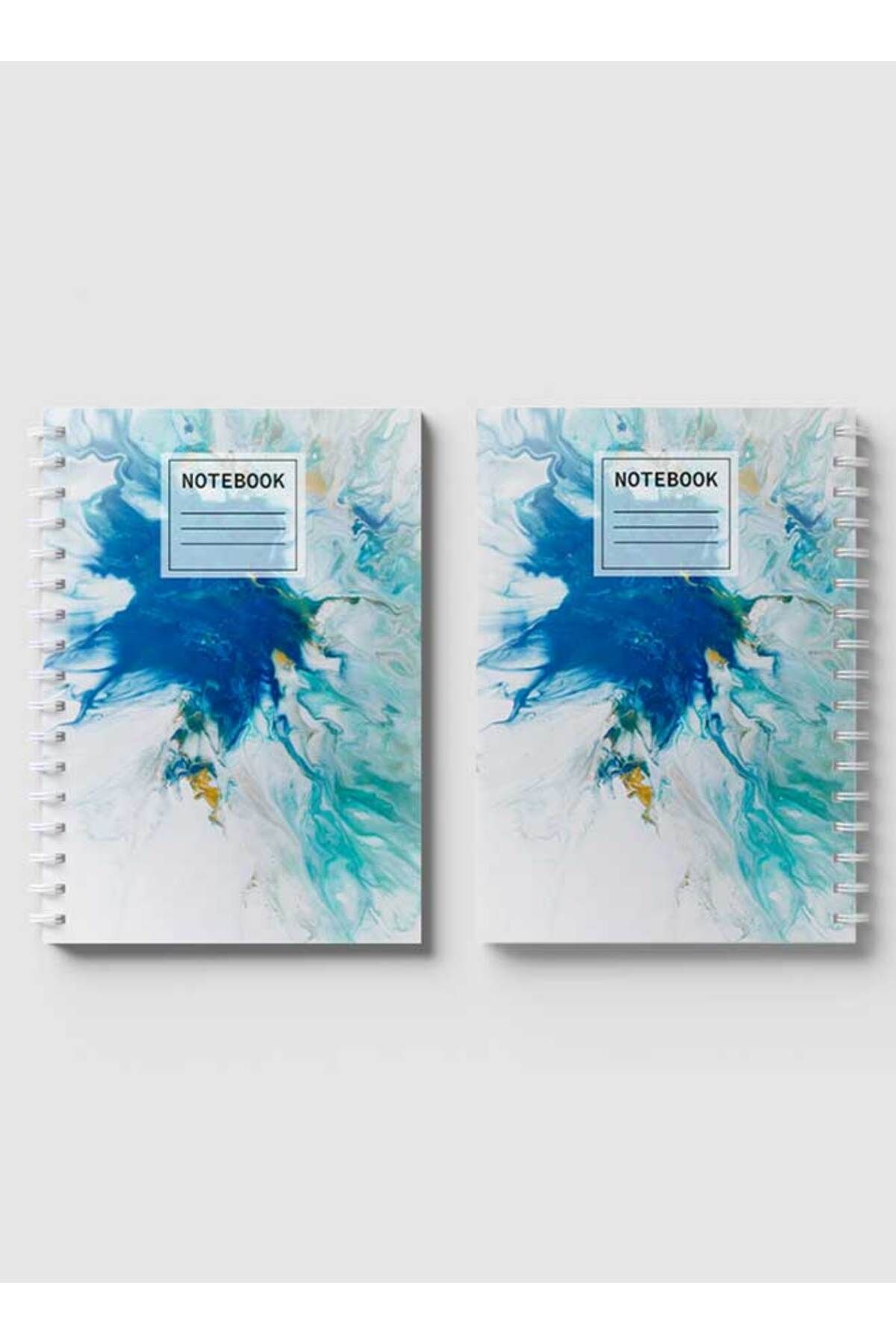 LOWHA-Spiral Notebook with Front and Back Hard Covers Featuring Ceramic Texture Design 4