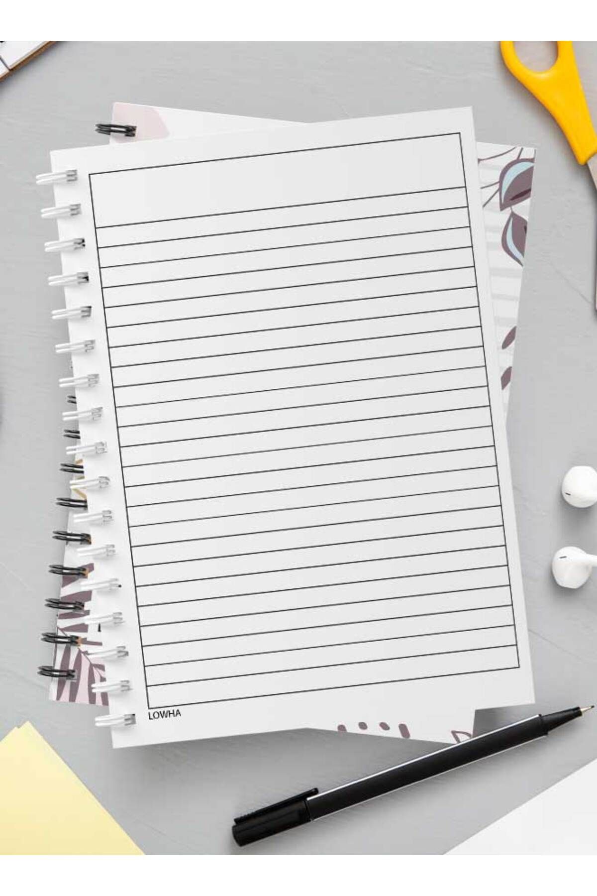 LOWHA-Spiral Notebook with Front and Back Hard Covers Featuring Abstract Floral Design 3