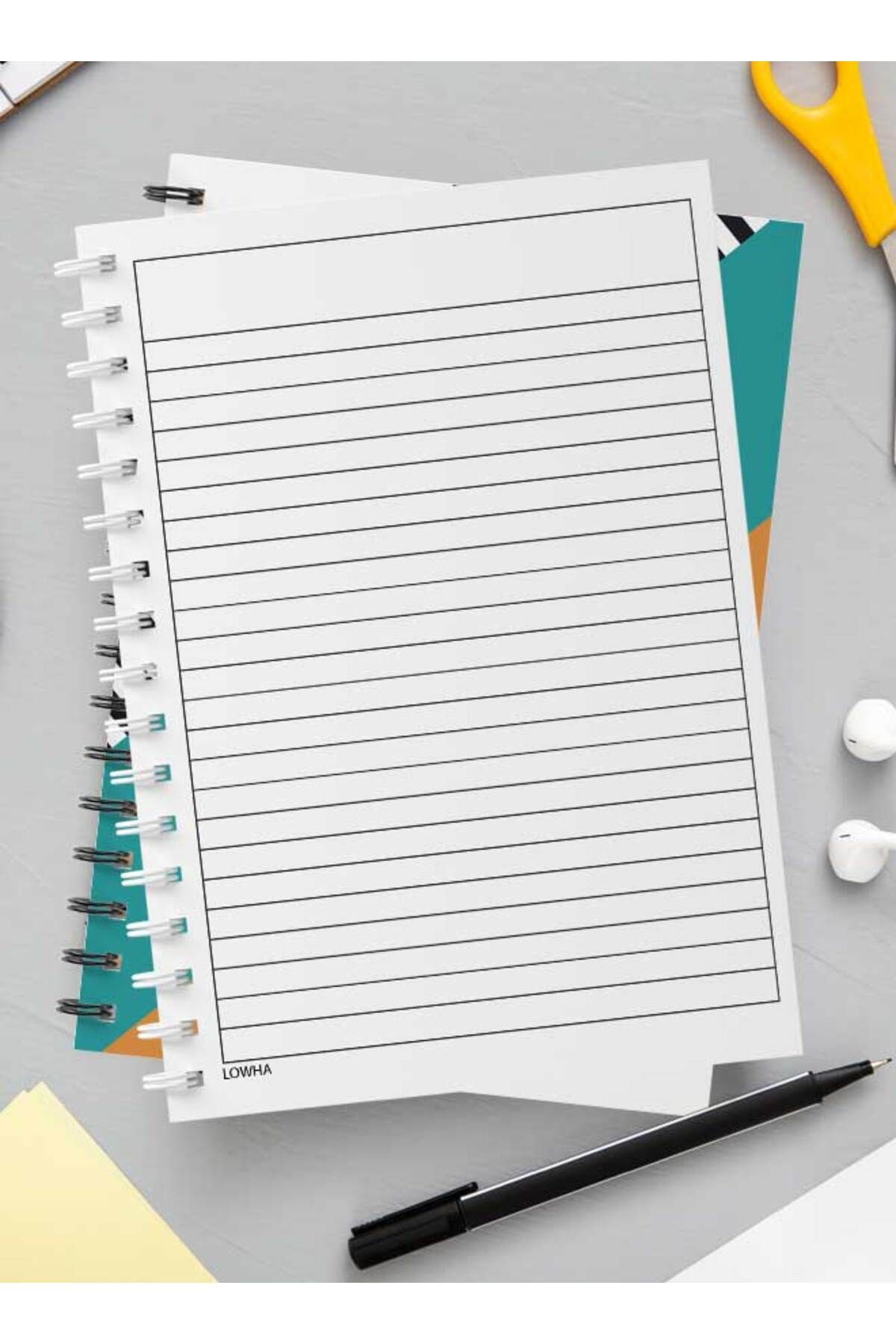 LOWHA-Spiral Notebook with Front and Back Hard Covers Featuring Abstract Stripes Design 3