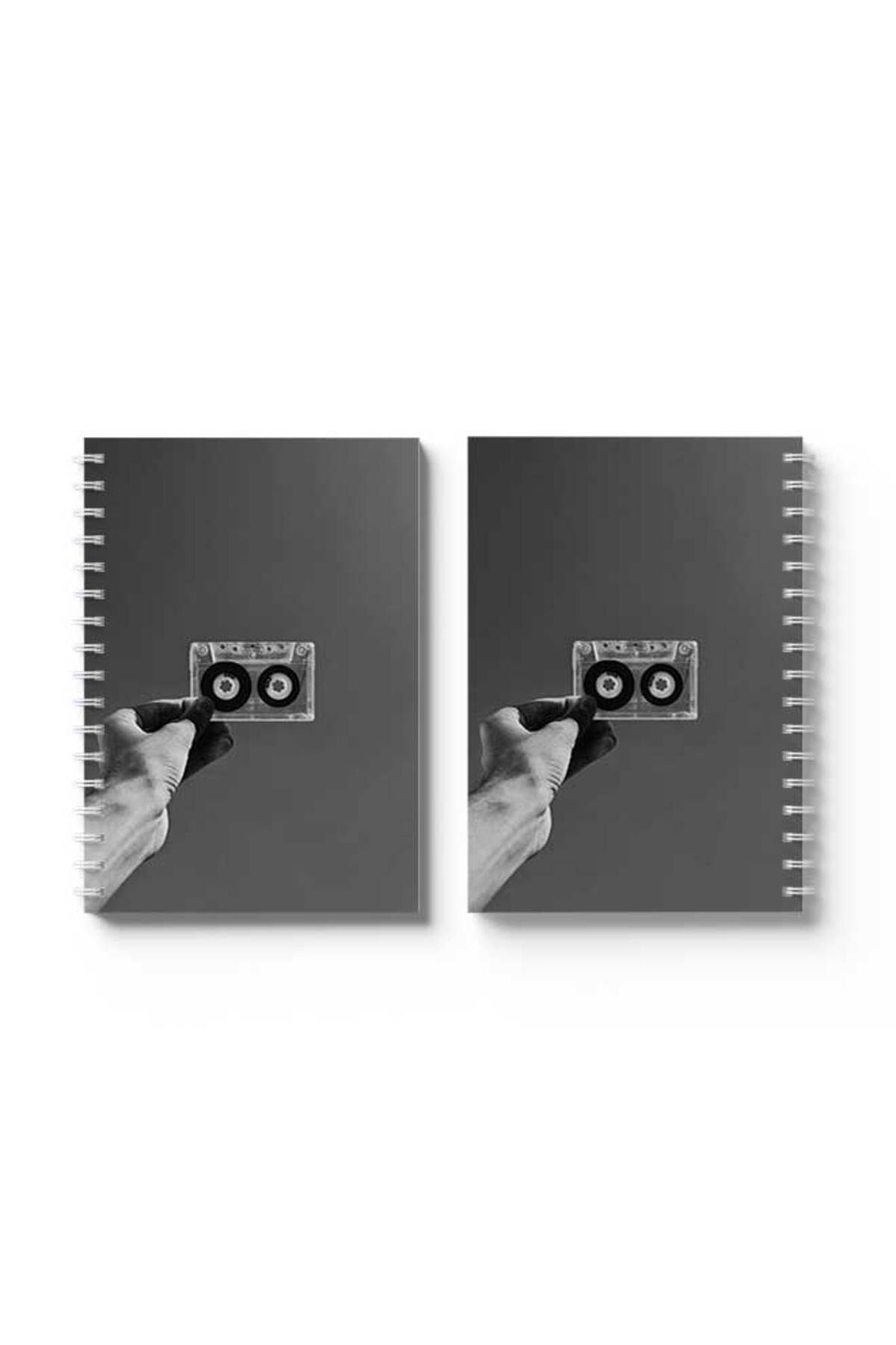 LOWHA-Spiral Notebook with Front and Back Hard Covers Featuring Old Tape Design 4