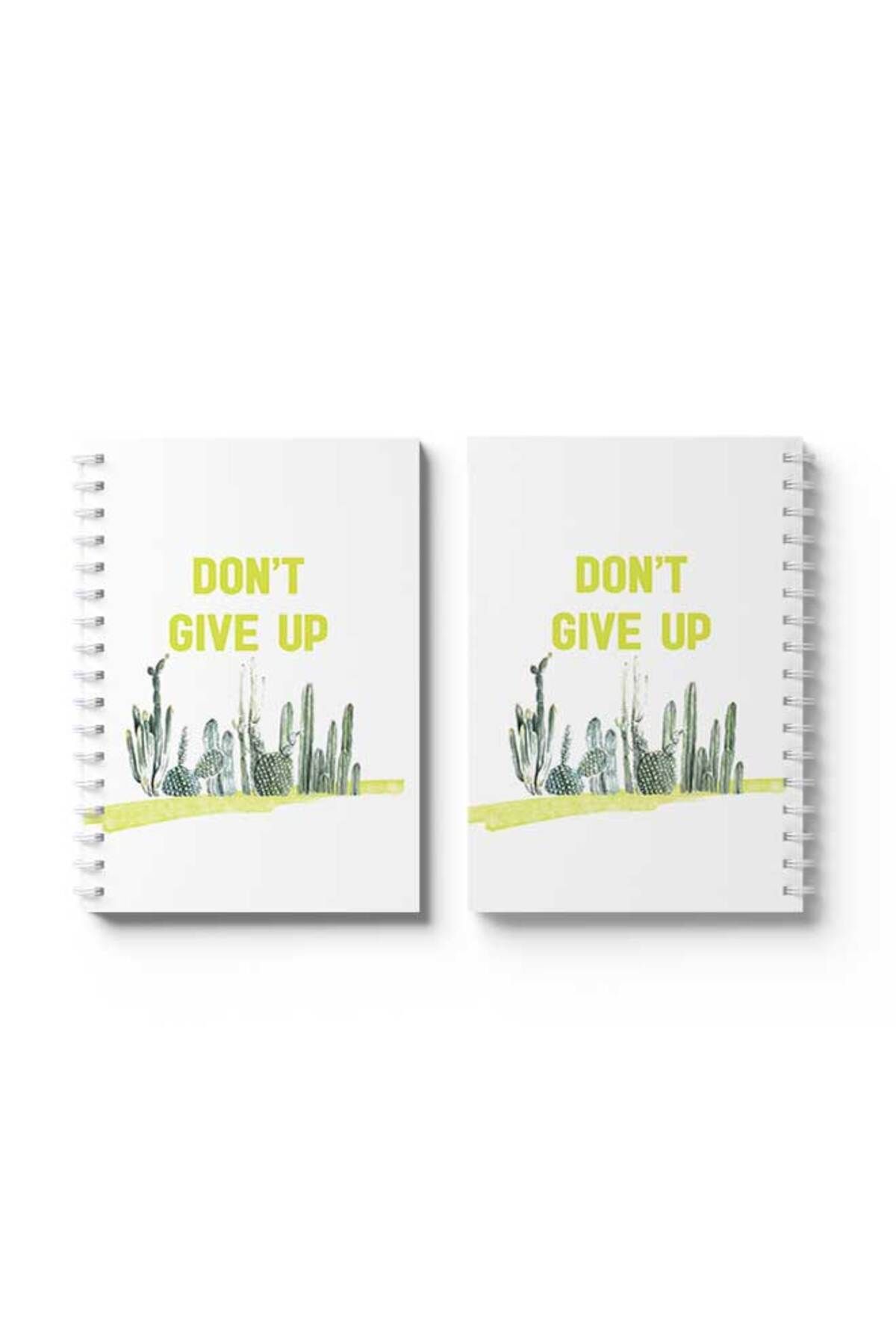 LOWHA-Spiral Notebook with Front and Back Hard Covers Featuring Don't Give Up with Cactus Design 4
