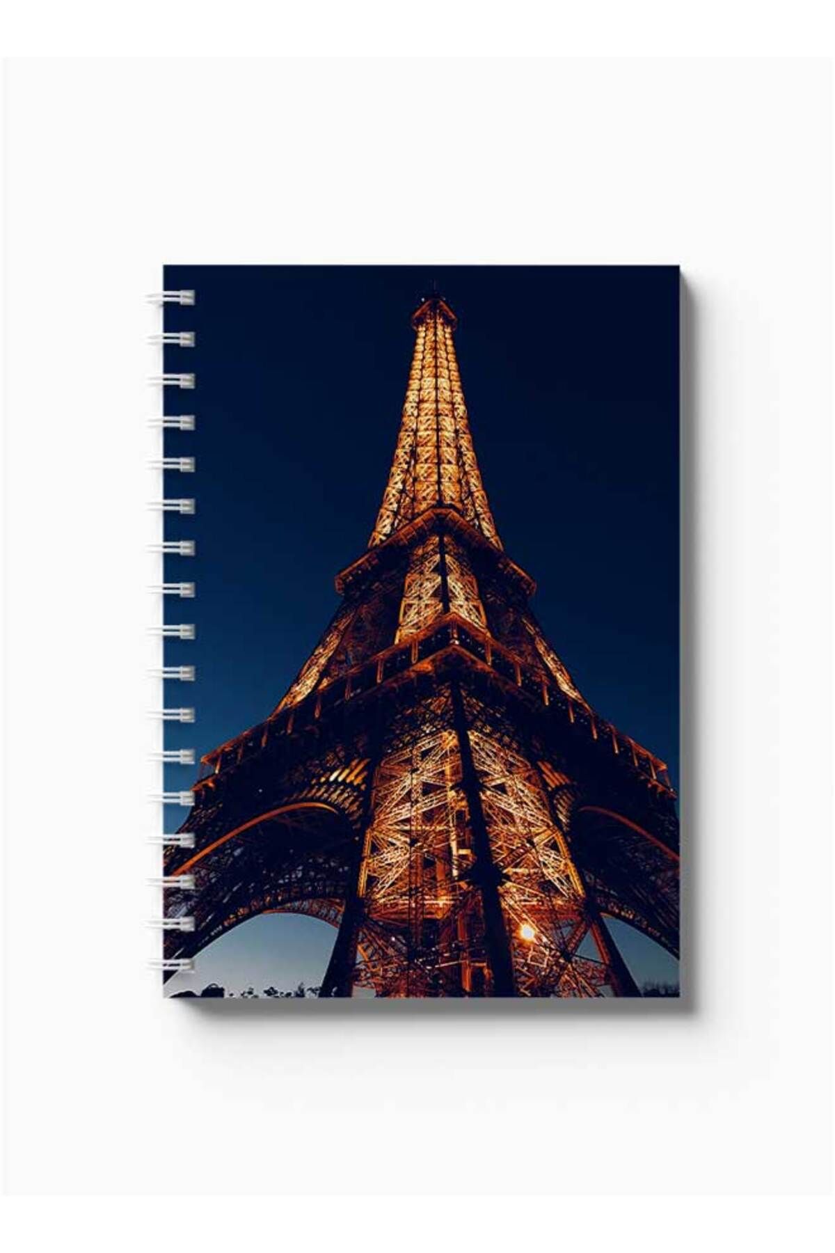 LOWHA-Spiral Notebook with Front and Back Hard Covers Featuring Eiffel Tower Design 5