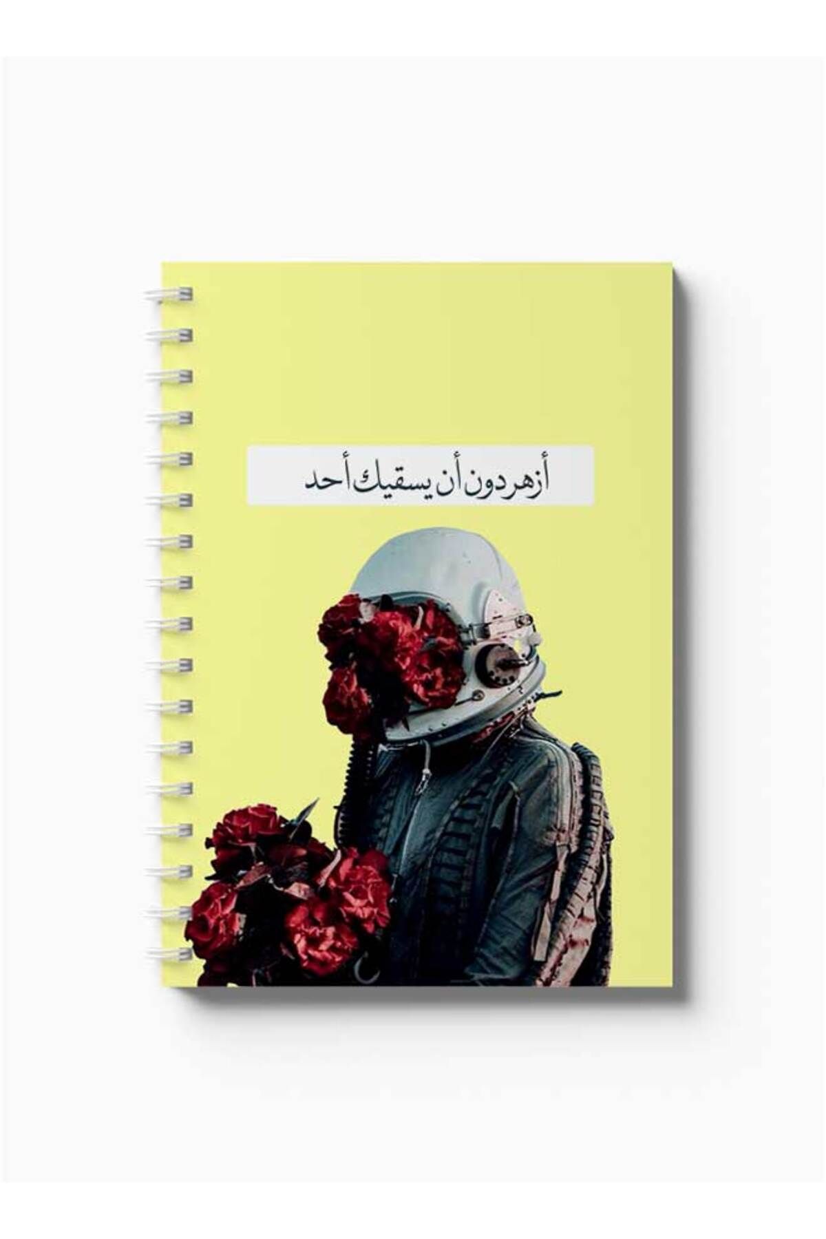 LOWHA-Spiral Notebook with Front and Back Hard Covers Featuring Astronaut with Flowers Design 5