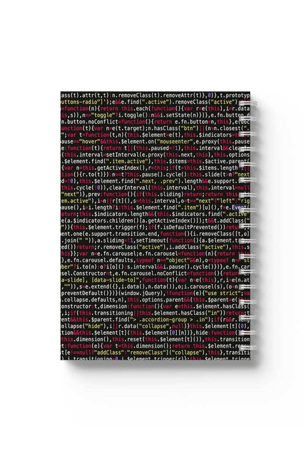 LOWHA-Spiral Notebook with Front and Back Hard Covers Featuring Coding Design 1