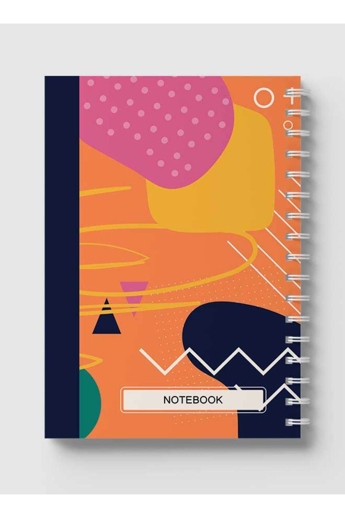 LOWHA-Spiral Notebook with Front and Back Hard Covers Featuring Abstract Geometric Design 5