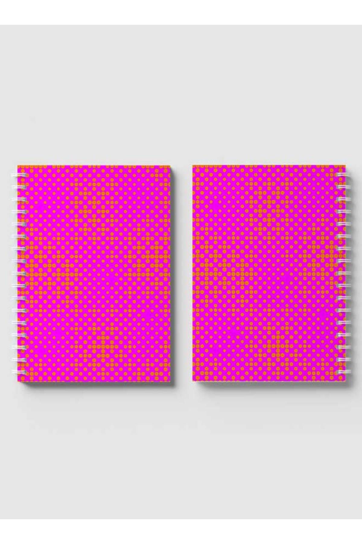 LOWHA-Spiral Notebook with Front and Back Hard Covers Featuring Geometric Gradient Design 4
