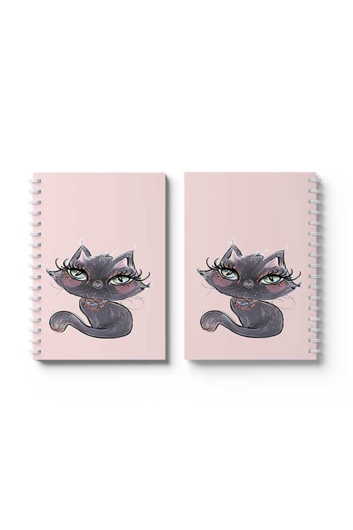 LOWHA-Spiral Notebook with Front and Back Hard Covers Featuring Cat Design 4
