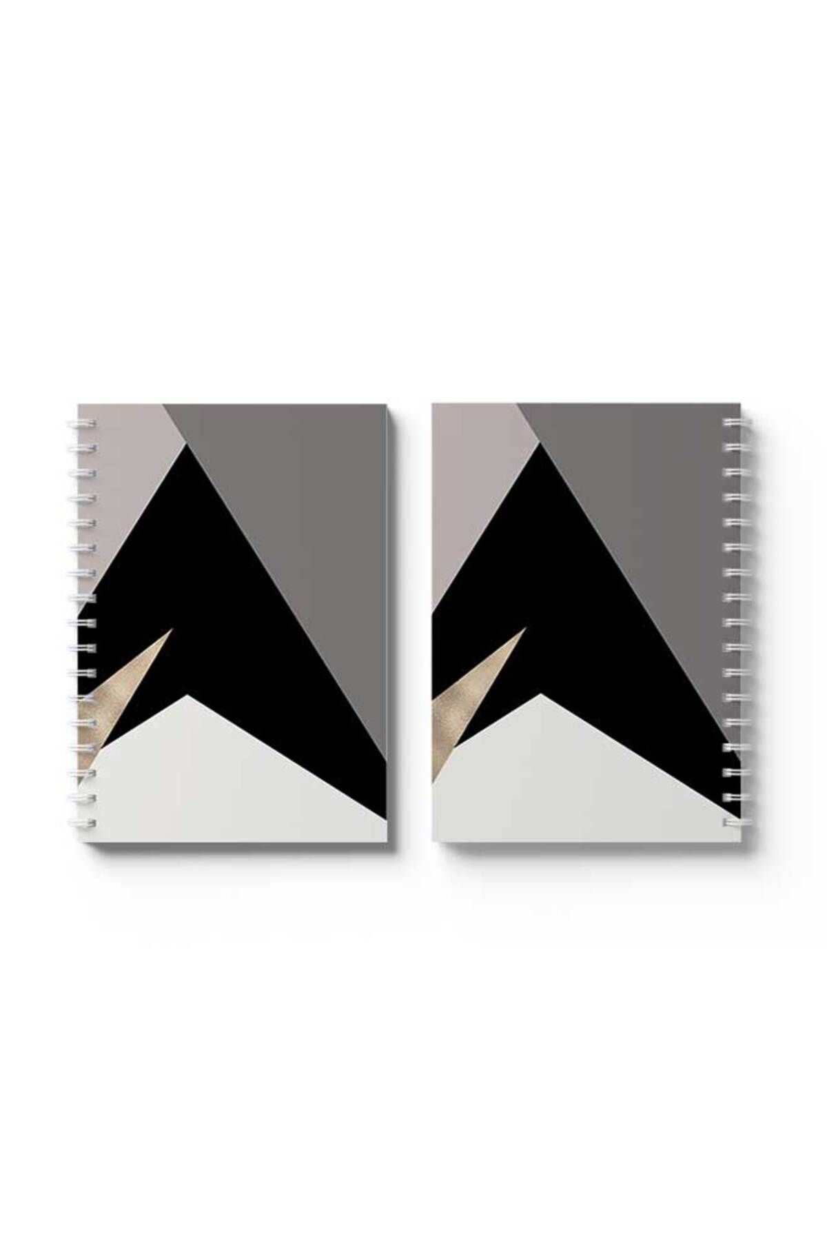 LOWHA-Spiral Notebook with Front and Back Hard Covers Featuring Shapes Design 4
