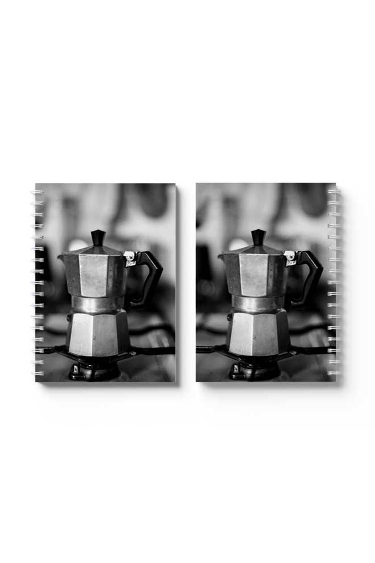 LOWHA-Spiral Notebook with Front and Back Hard Covers Featuring Mocha Pot Design 4