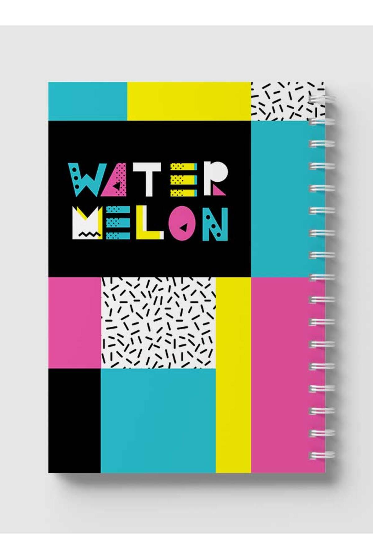 LOWHA-Spiral Notebook with Front and Back Hard Covers Featuring Retro Watermelon Text Design 5