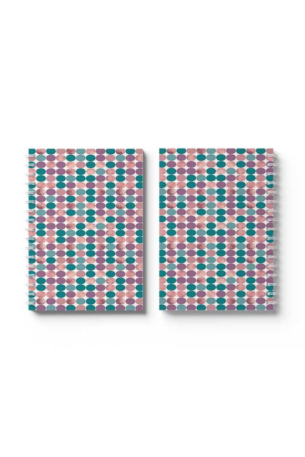 LOWHA-Spiral Notebook with Front and Back Hard Covers Featuring Colourful Circles Design 4