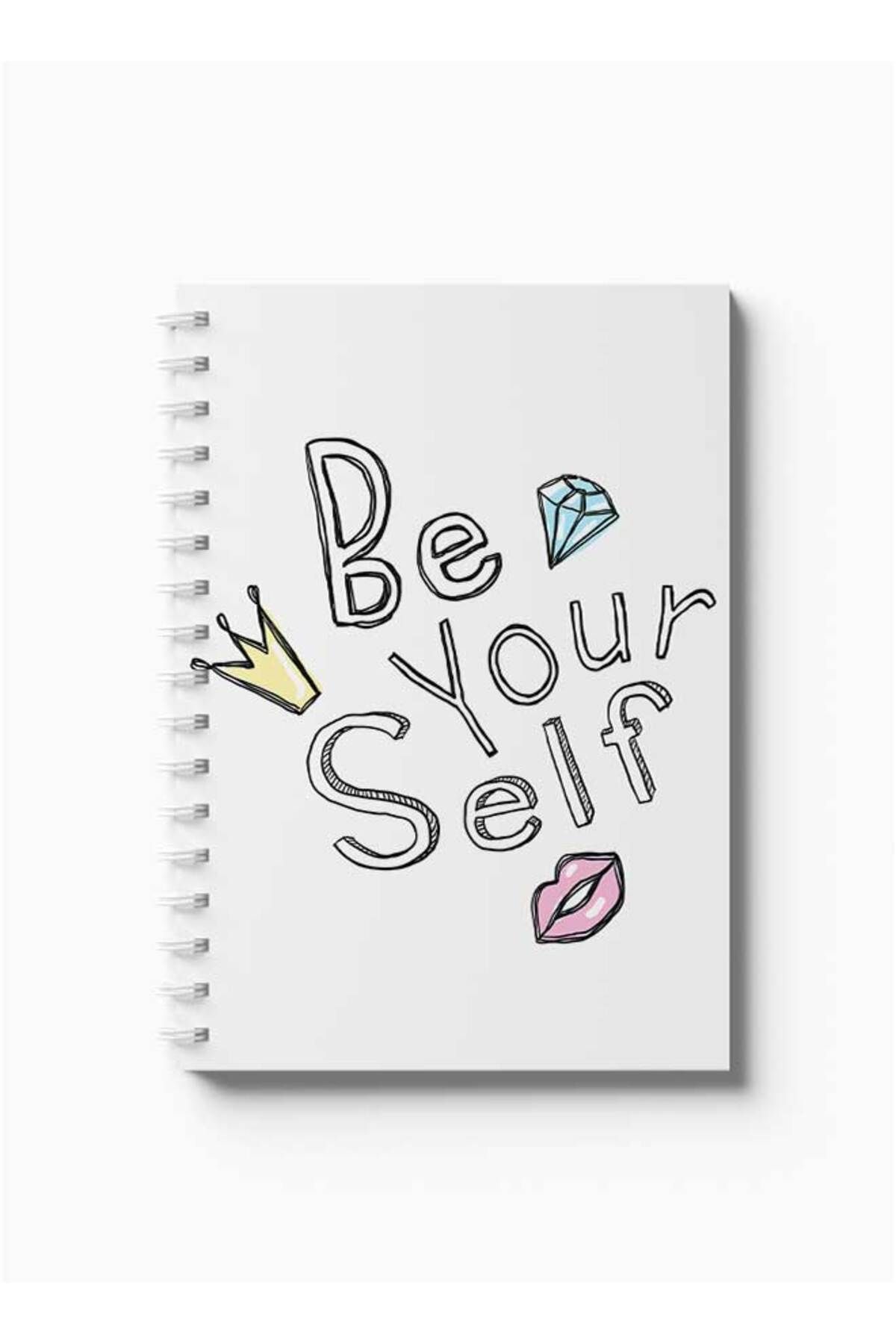LOWHA-Spiral Notebook with Front and Back Hard Covers Featuring Be Yourself Design 5