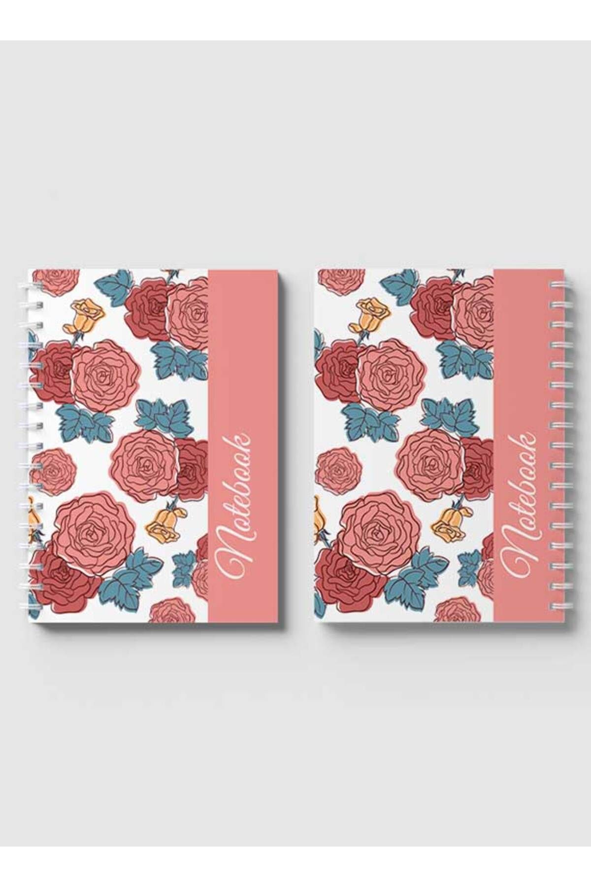 LOWHA-Spiral Notebook with Front and Back Hard Covers Featuring Line Draft Flower Design 4