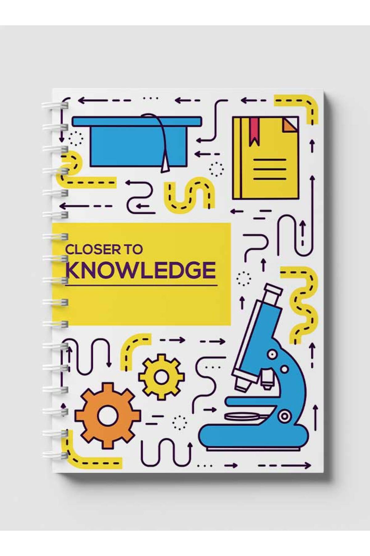 LOWHA-Spiral Notebook with Front and Back Hard Covers Featuring Closer to Knowledge Design 1