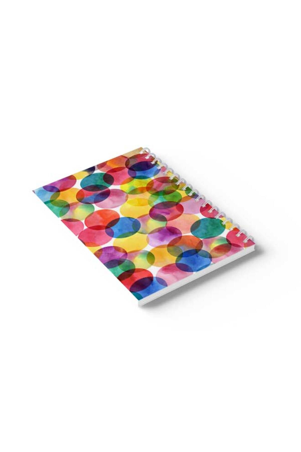 LOWHA-Spiral Notebook with Front and Back Hard Covers Featuring Colourful Circles Design 6