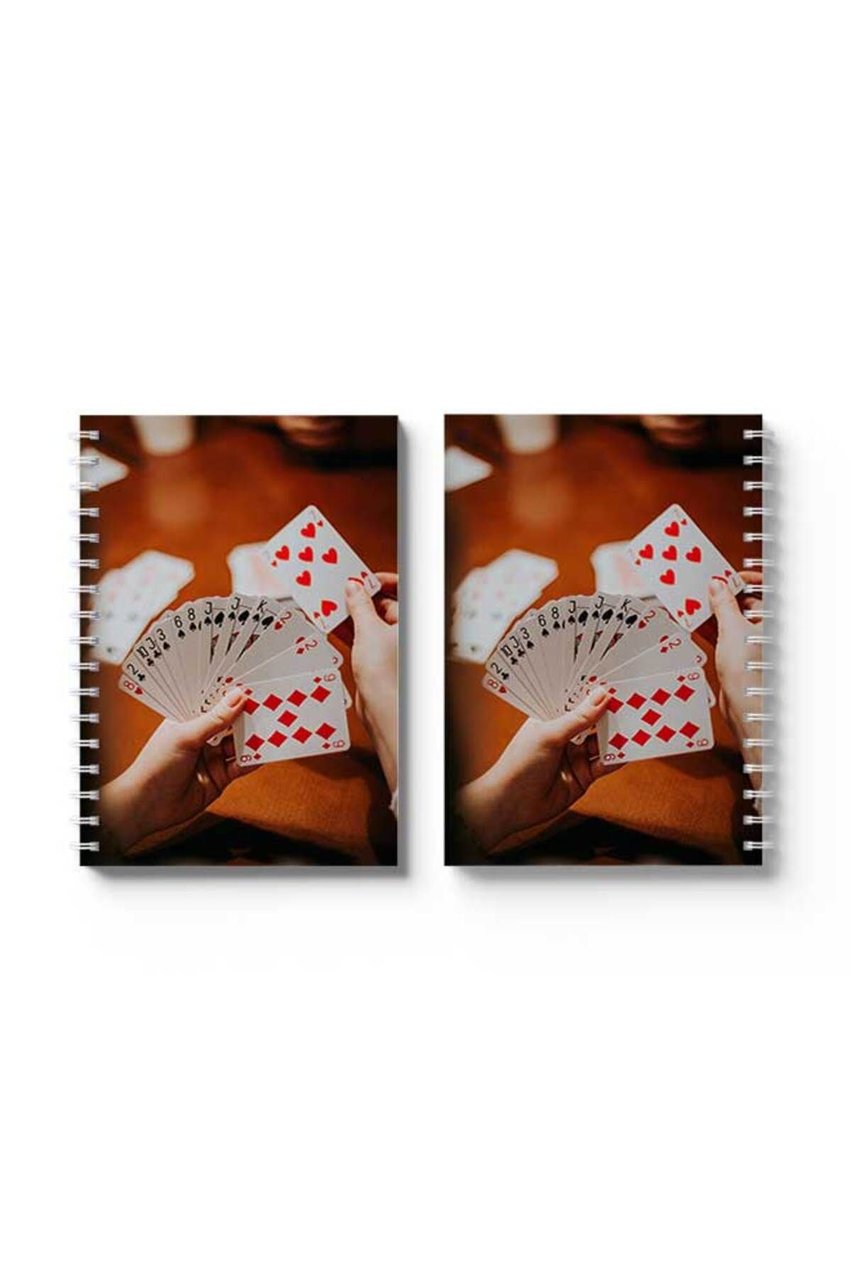 LOWHA-Spiral Notebook with Front and Back Hard Covers Featuring Playing Cards Design 4