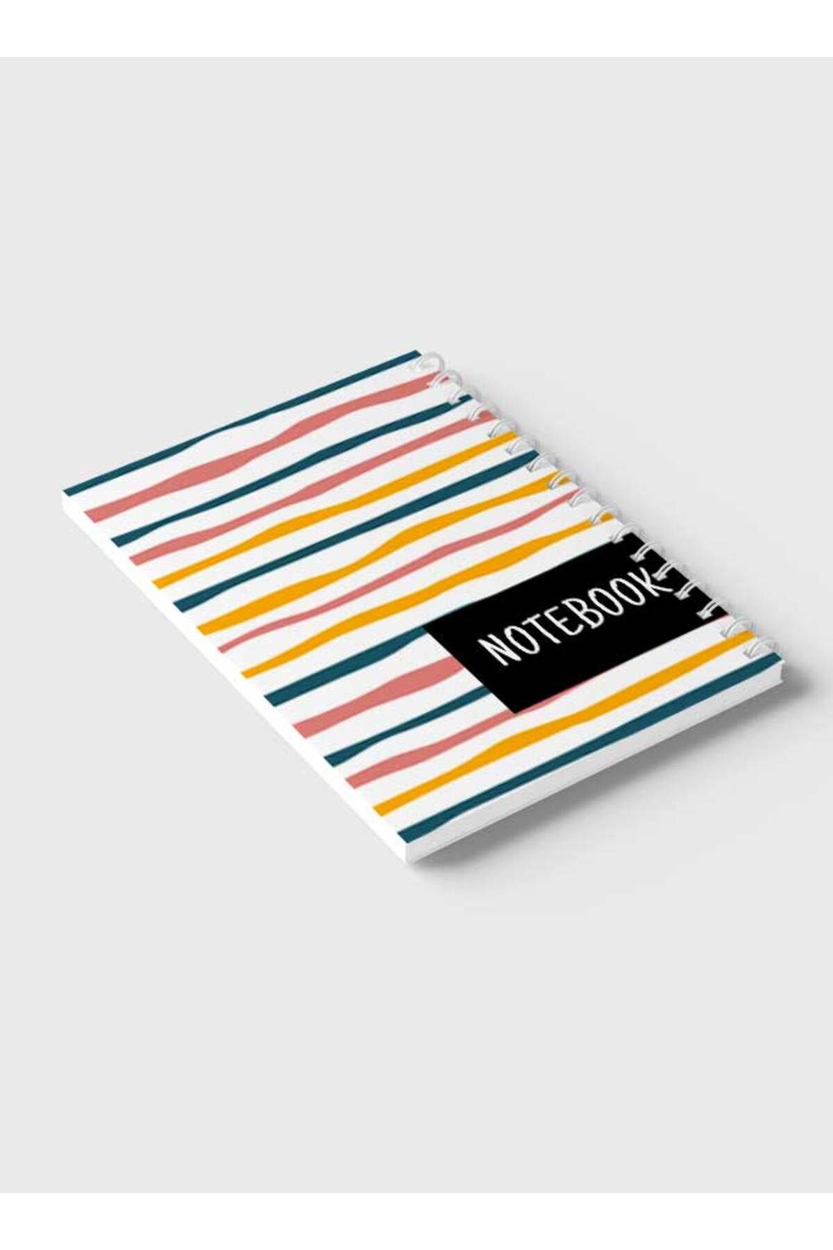 LOWHA-Spiral Notebook with Front and Back Hard Covers Featuring Colorful Striped Design 6