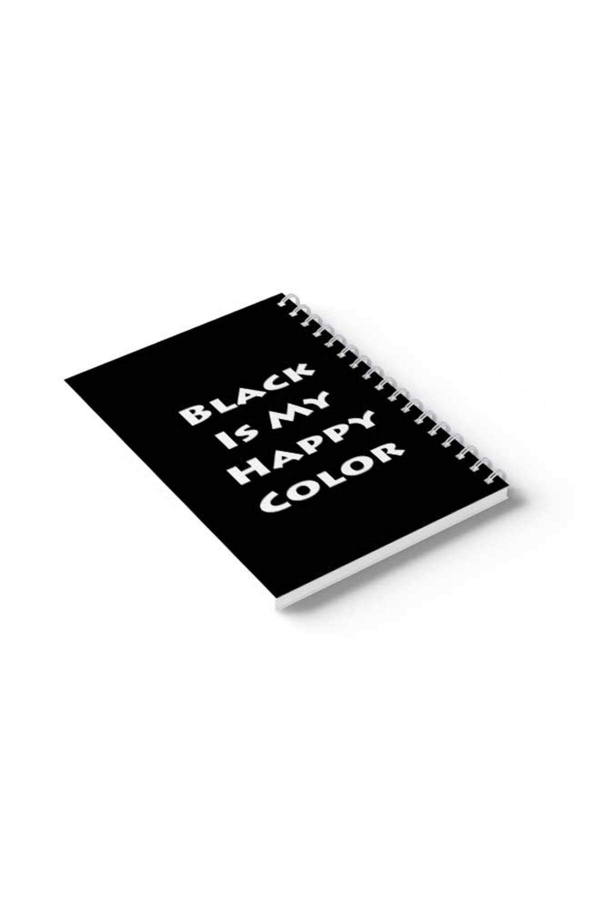 LOWHA-Spiral Notebook with Front and Back Hard Covers Featuring Black Is My Happy Colour Design 6