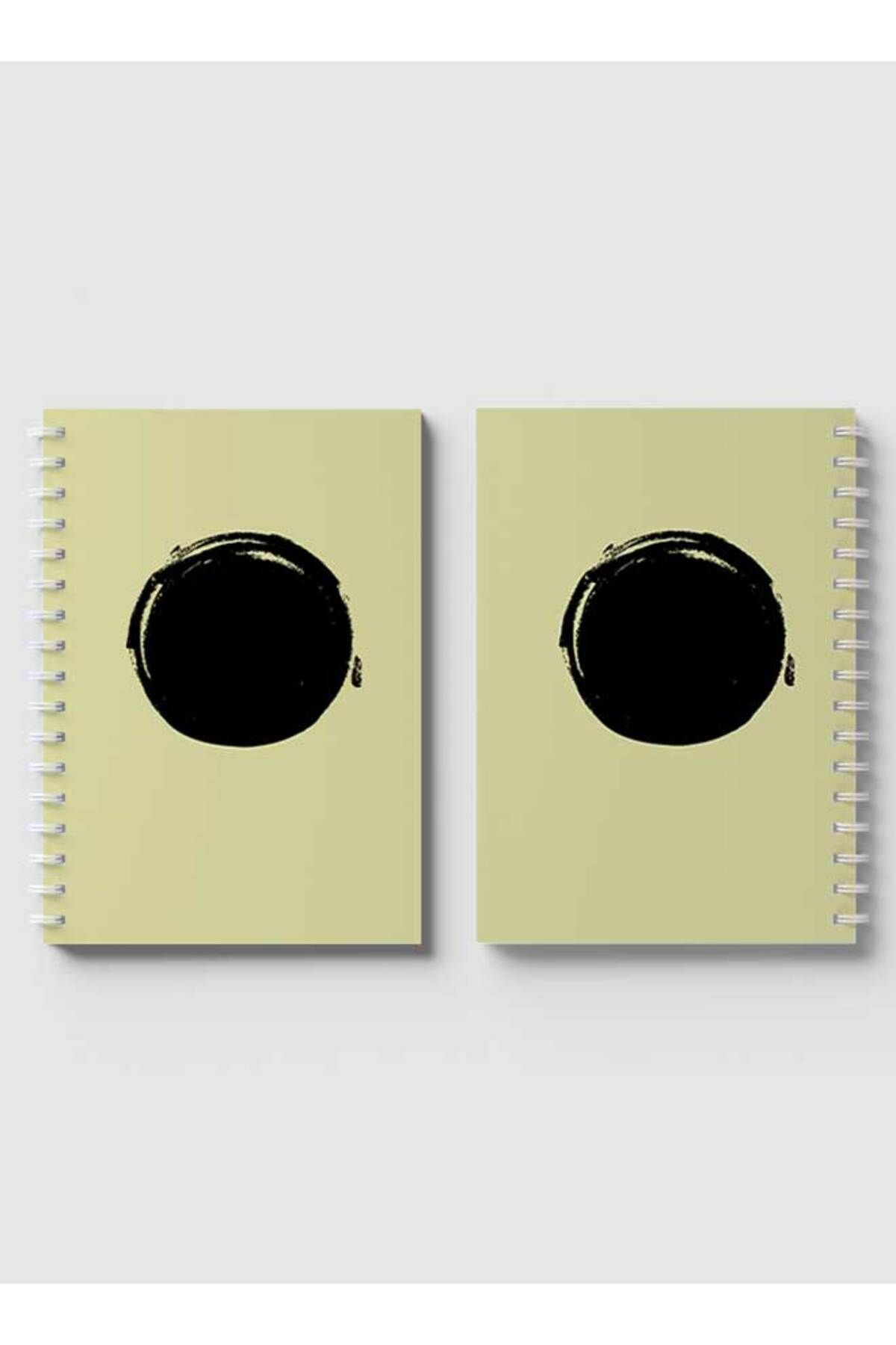 LOWHA-Spiral Notebook with Front and Back Hard Covers Featuring Abstract Black Circle Shade Design 4