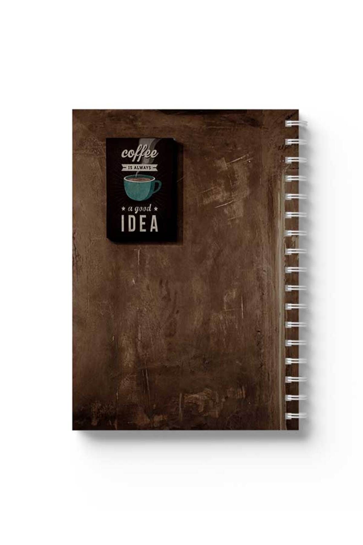 LOWHA-Spiral Notebook with Front and Back Hard Covers Featuring Coffee Is Always A good Idea Design 1
