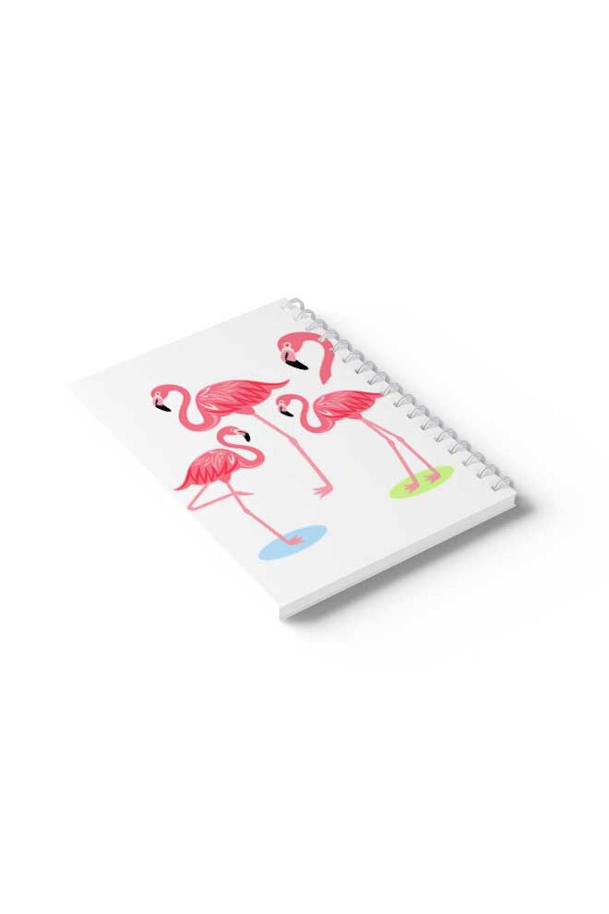 LOWHA-Spiral Notebook with Front and Back Hard Covers Featuring Flamingos Design 6
