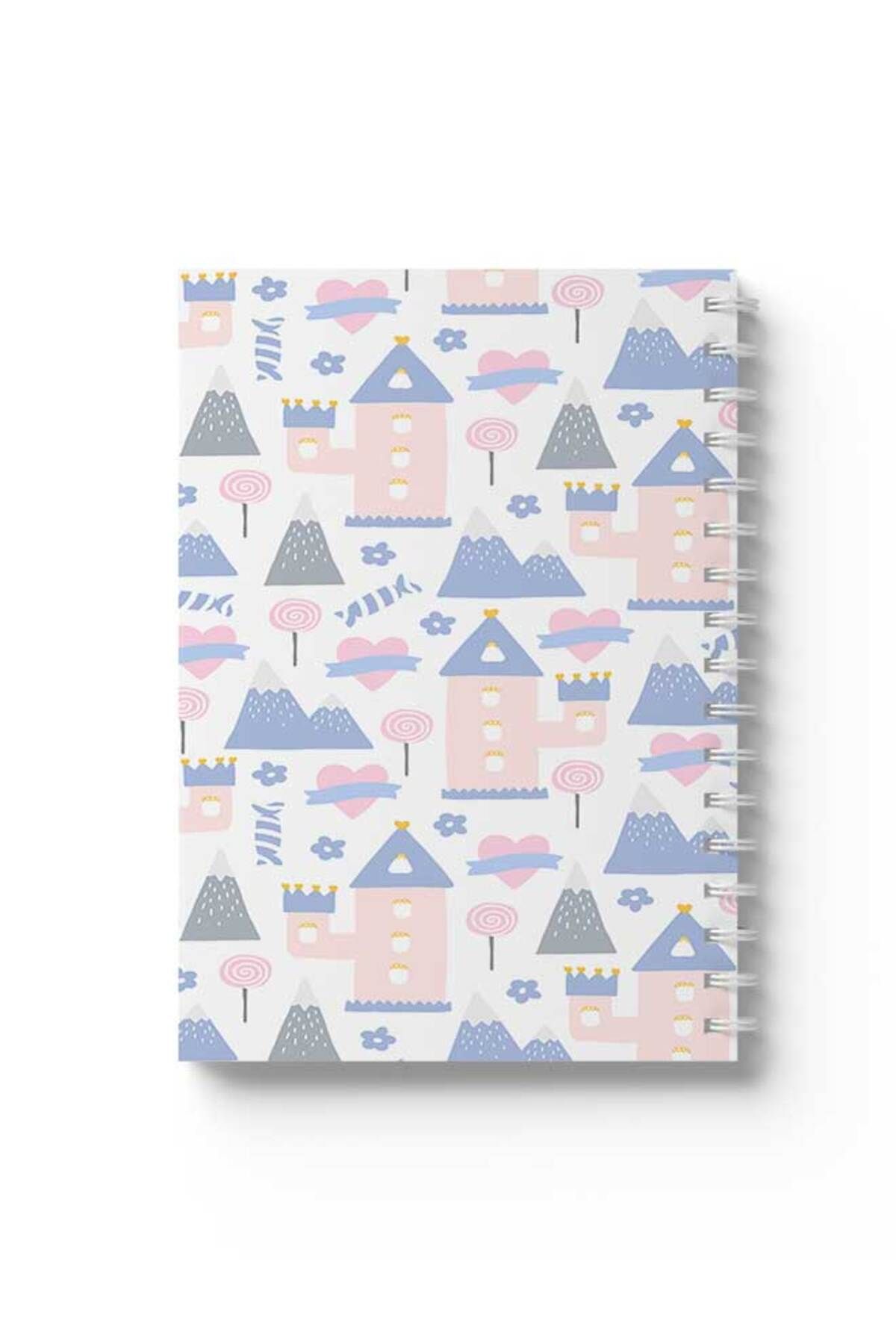 LOWHA-Spiral Notebook with Front and Back Hard Covers Featuring Shapes Design 1