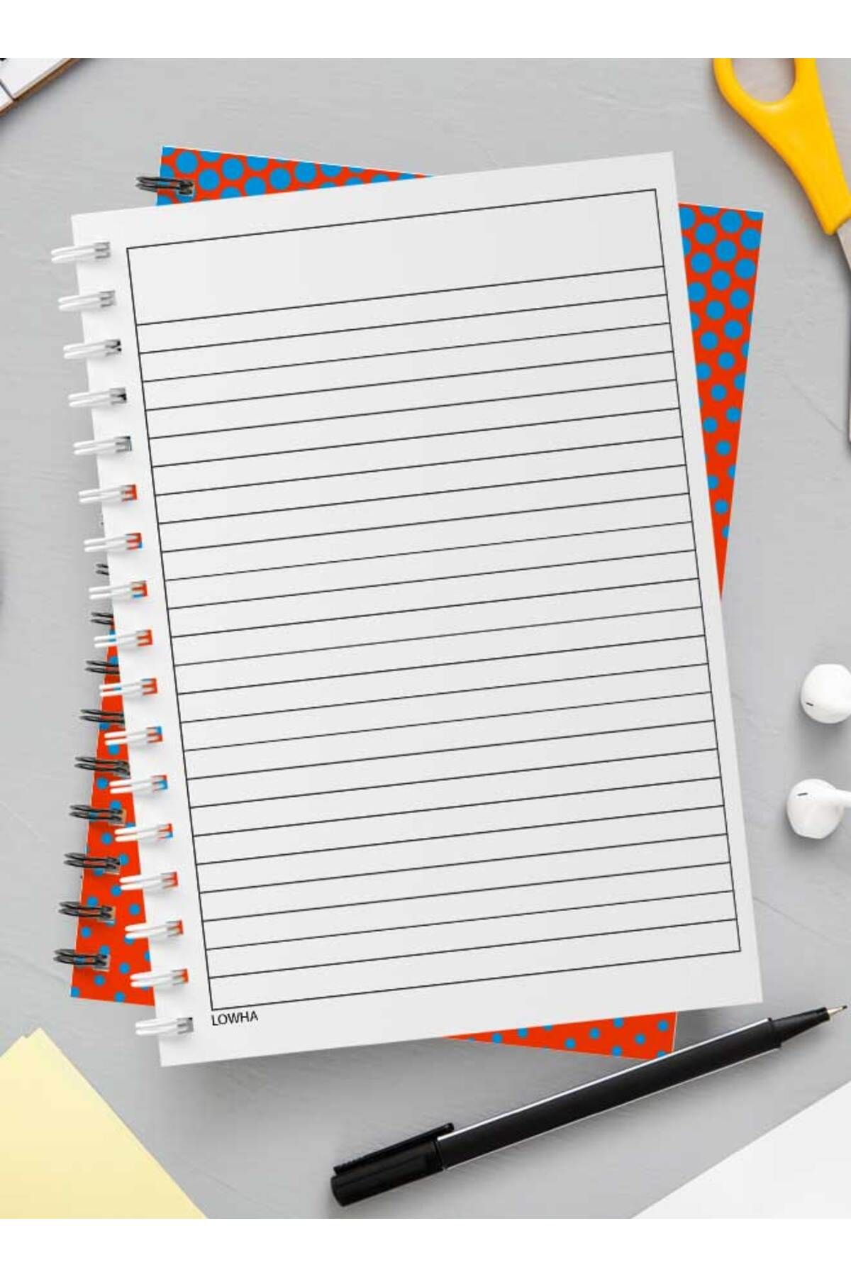 LOWHA-Spiral Notebook with Front and Back Hard Covers Featuring Circular Halftone Blue Design 3