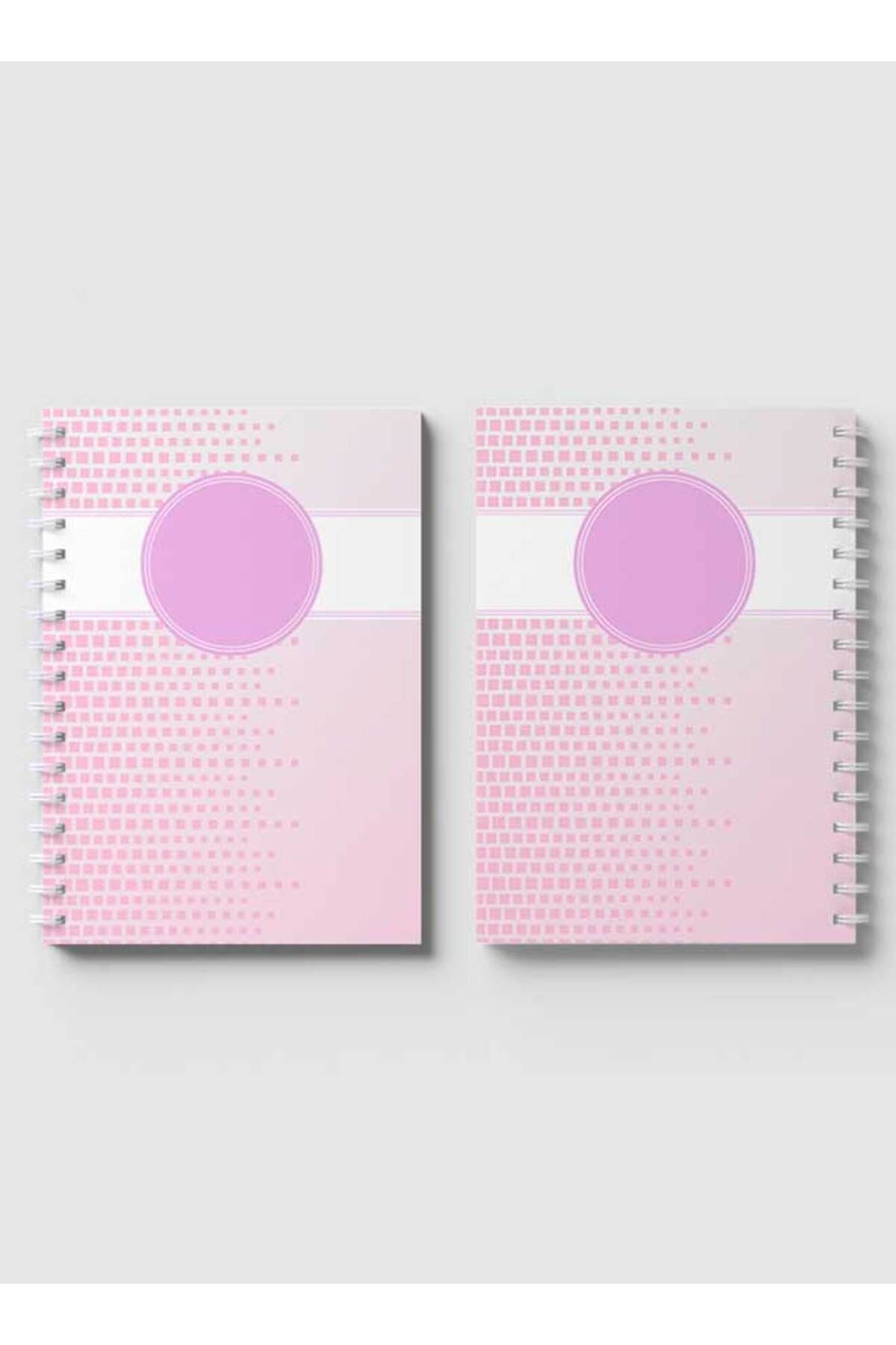 LOWHA-Spiral Notebook with Front and Back Hard Covers Featuring Abstract Pink & White Cube Design 4