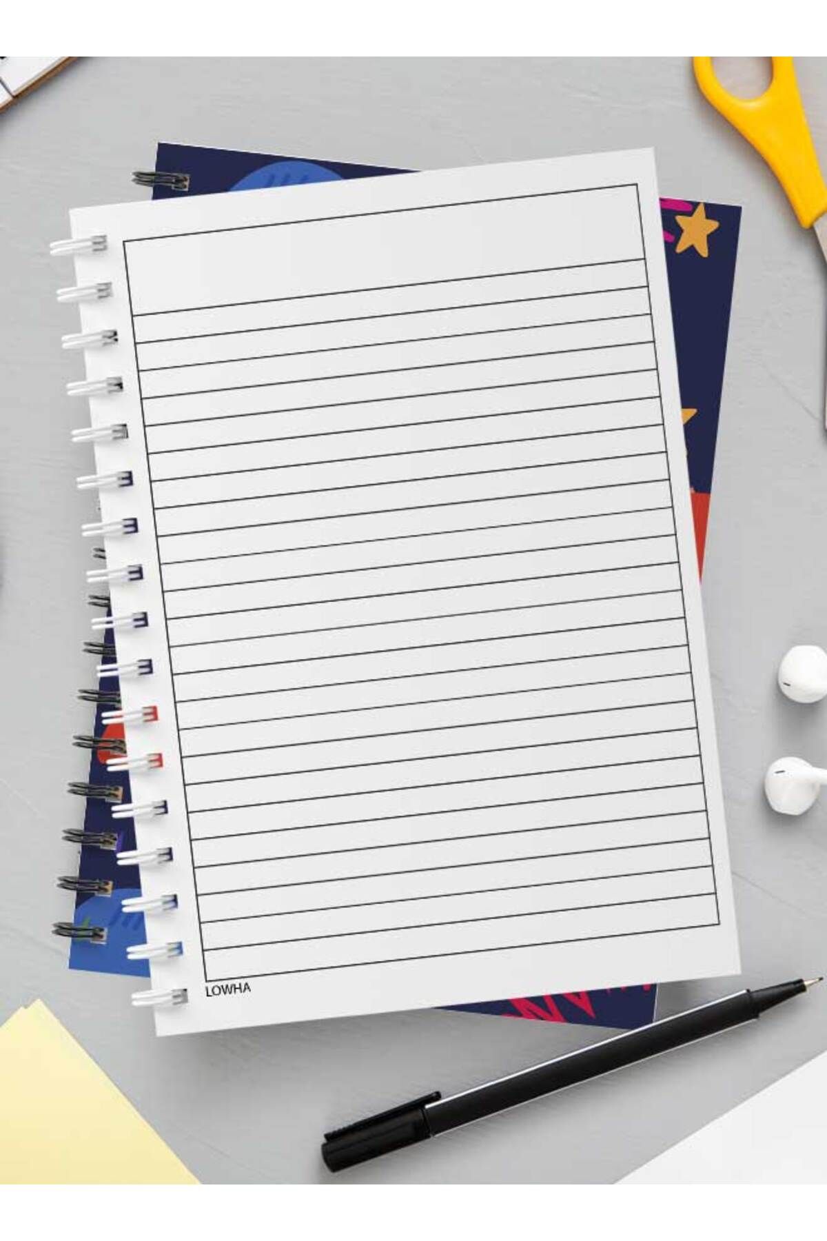 LOWHA-Spiral Notebook with Front and Back Hard Covers Featuring Umbrellas Rain & Night Design 3