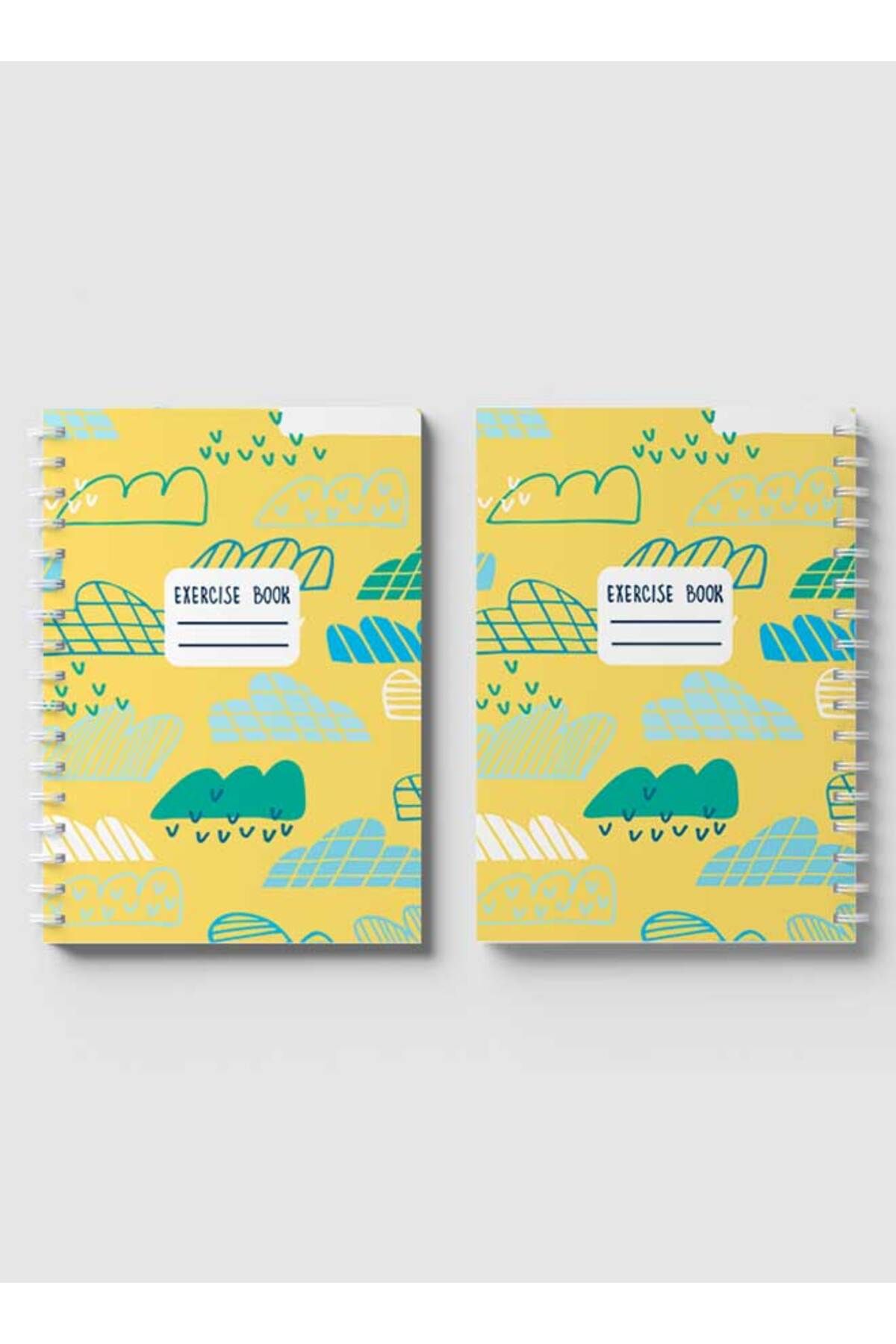 LOWHA-Spiral Notebook with Front and Back Hard Covers Featuring Geometric Drawing Clouds Design 4