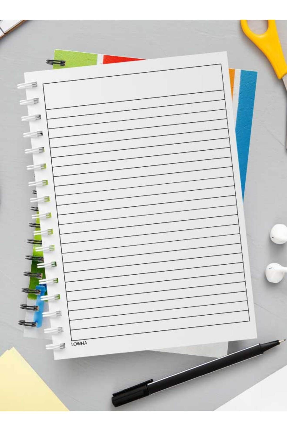 LOWHA-Spiral Notebook with Front and Back Hard Covers Featuring Paint Roll Brushes Design 3