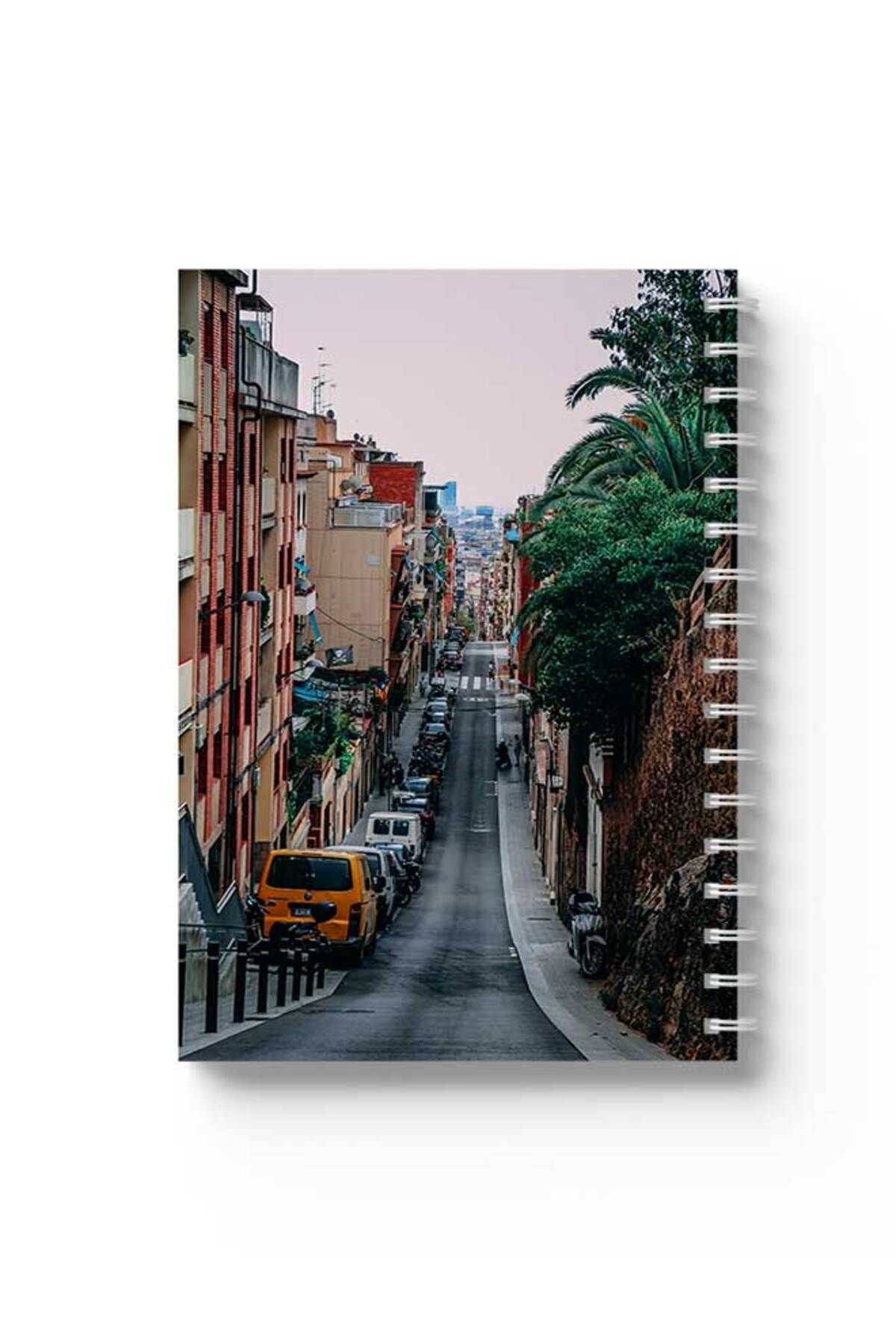 LOWHA-Spiral Notebook with Front and Back Hard Covers Featuring Part of the City Design 1
