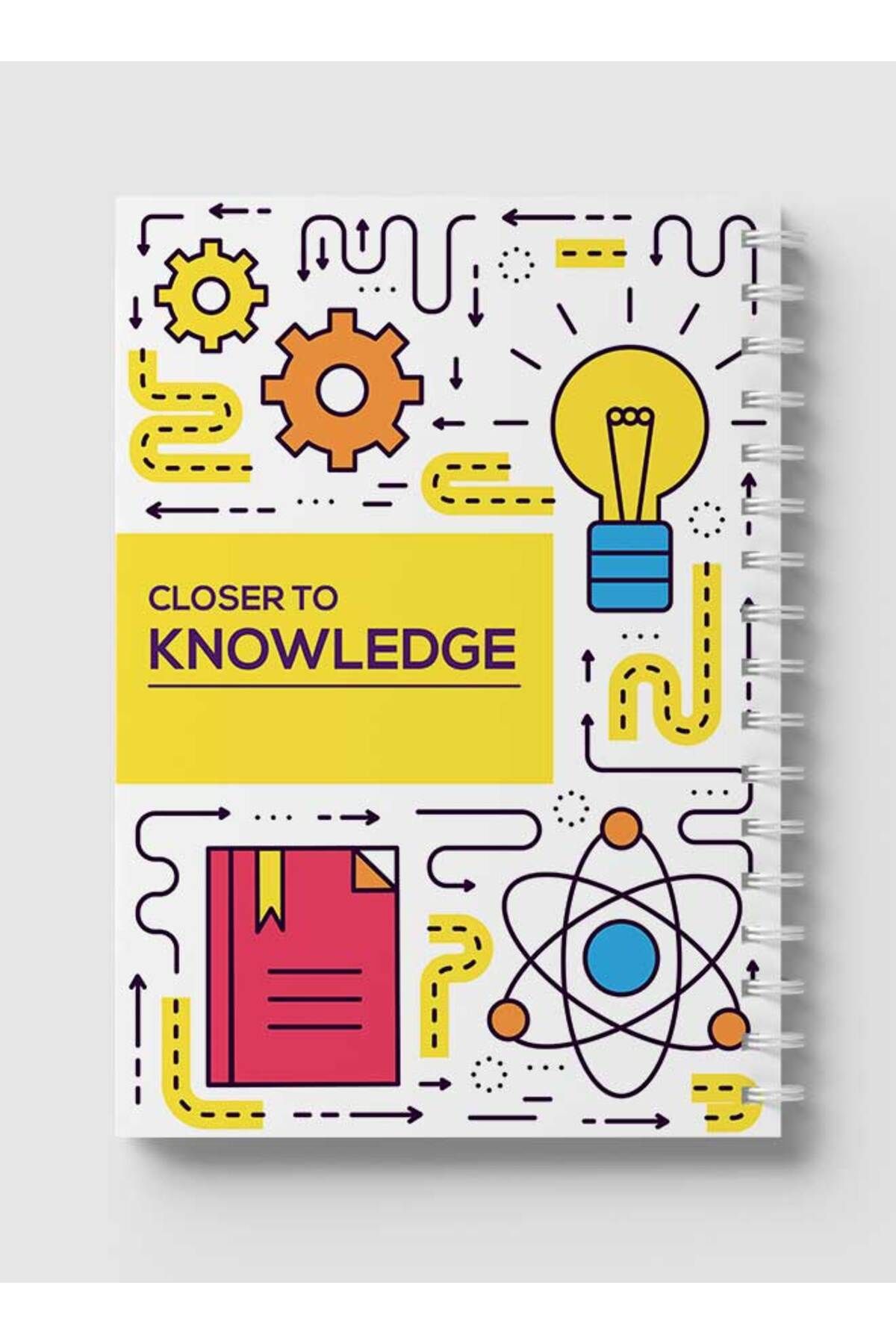 LOWHA-Spiral Notebook with Front and Back Hard Covers Featuring Closer to Knowledge Design 5