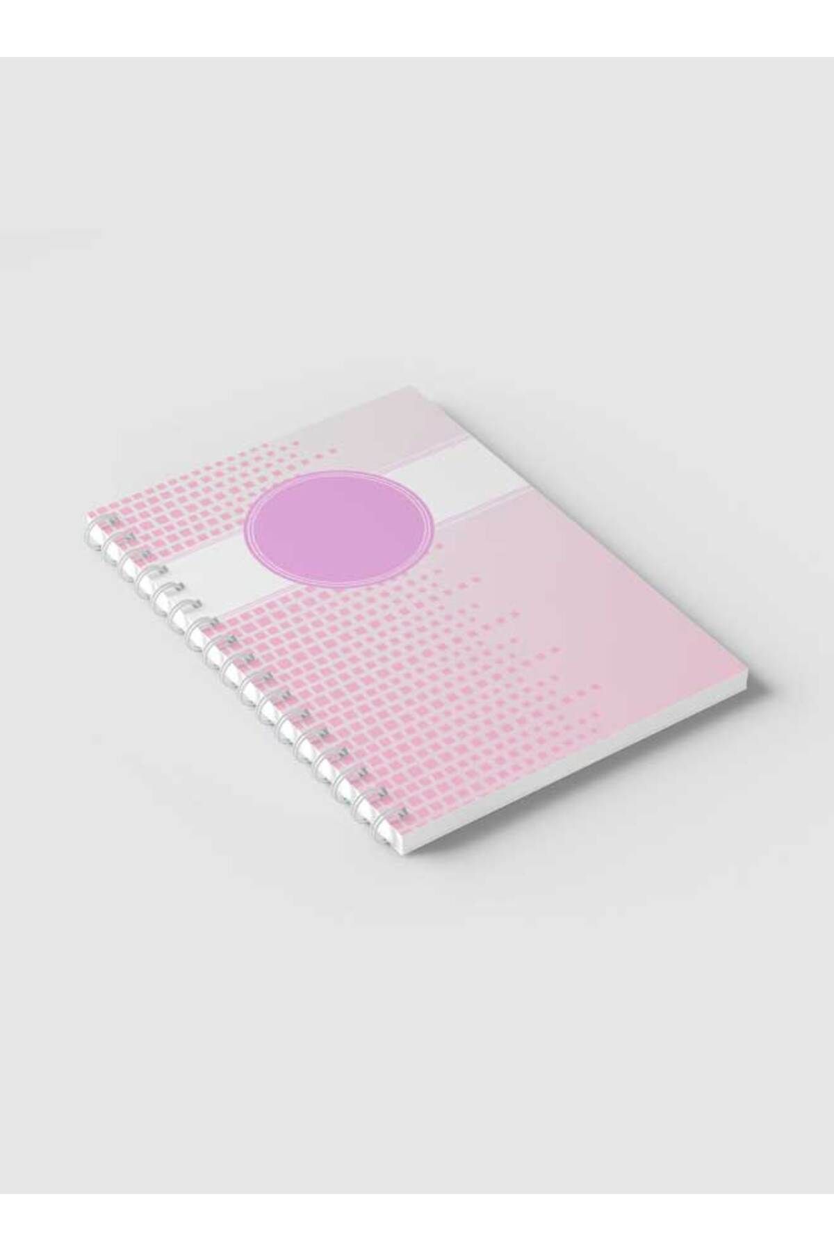 LOWHA-Spiral Notebook with Front and Back Hard Covers Featuring Abstract Pink & White Cube Design 2