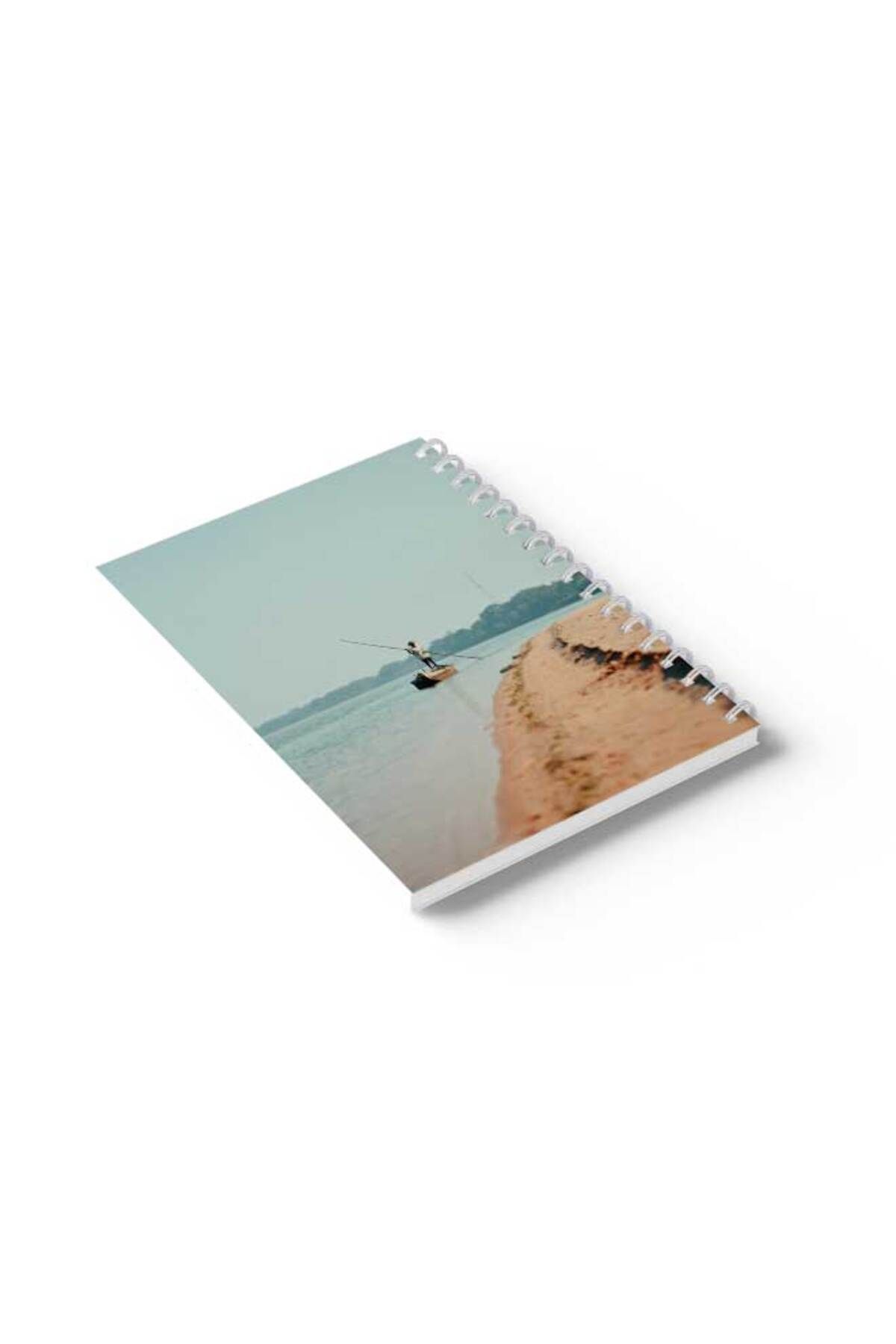 LOWHA-Spiral Notebook with Front and Back Hard Covers Featuring Man with Boat Design 6